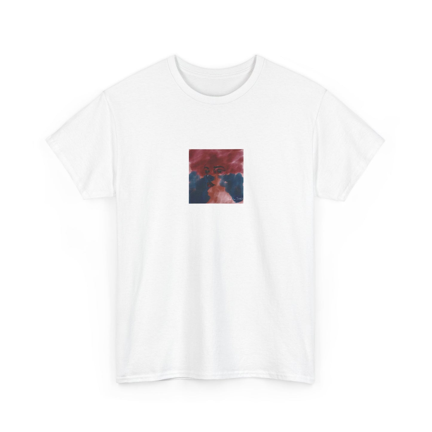 Vista 2018 | Abstract Face T-Shirt — Red, Blue & Orange Cloud Paint Graphic Tee | Oscar Bayazit