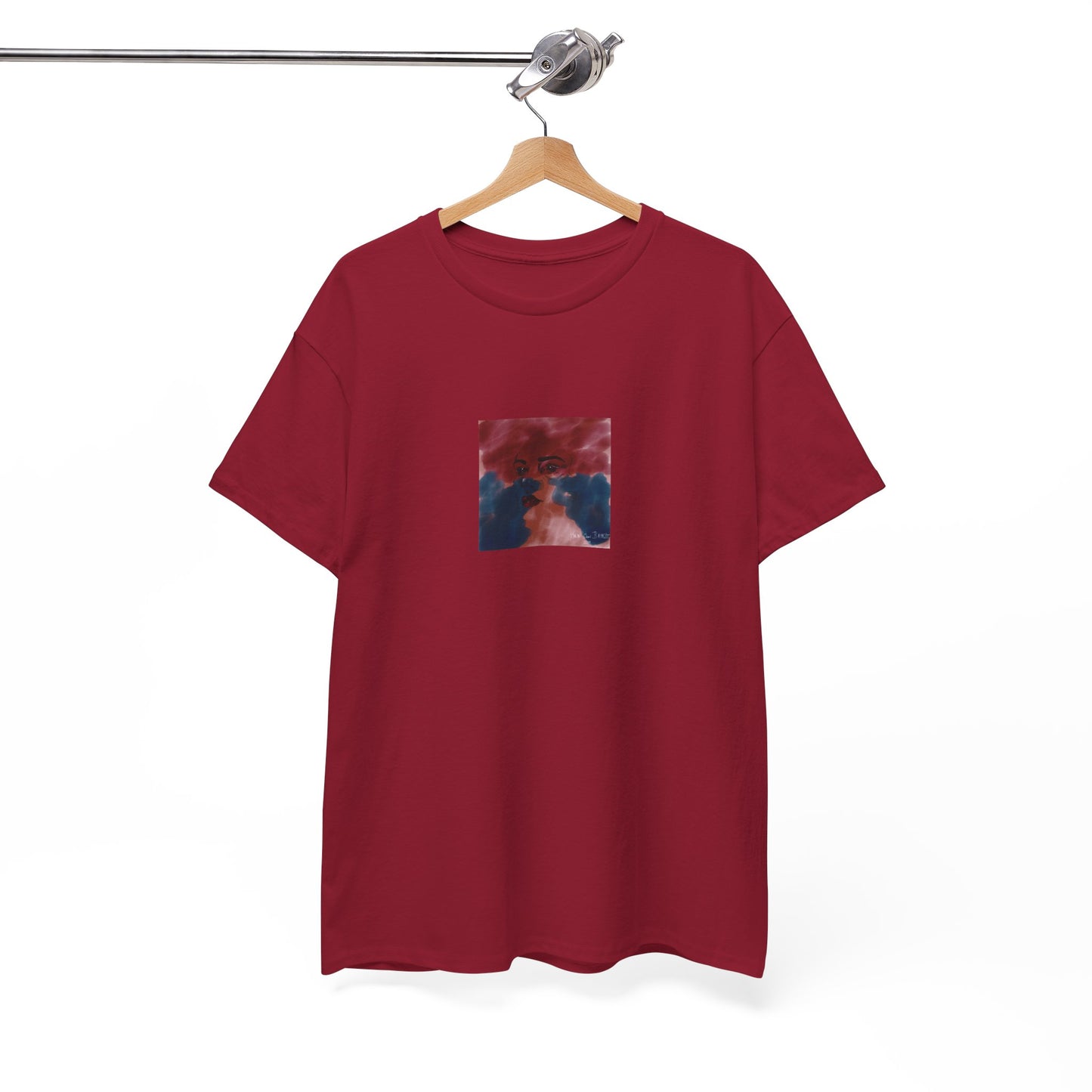 Vista 2018 | Abstract Face T-Shirt — Red, Blue & Orange Cloud Paint Graphic Tee | Oscar Bayazit