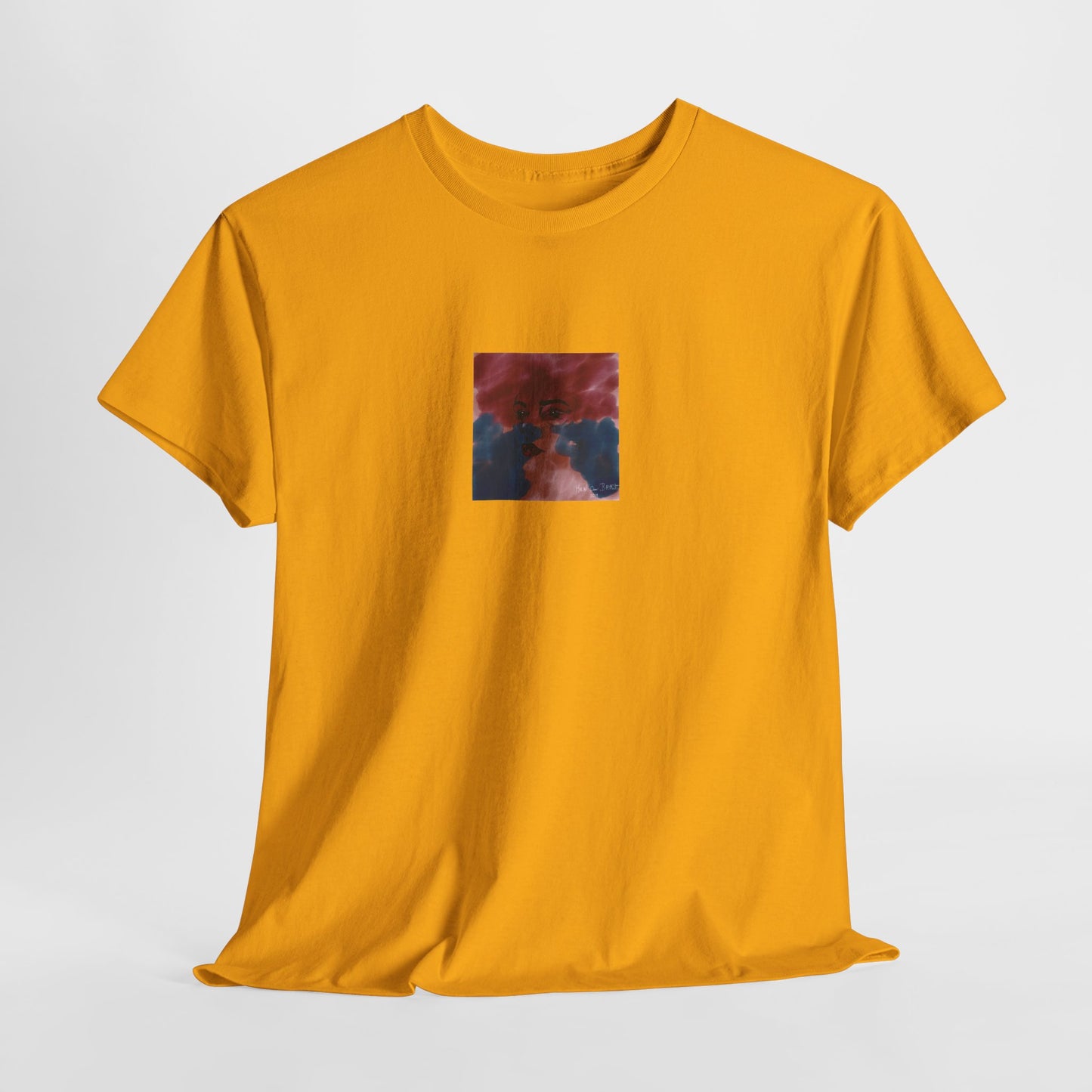 Vista 2018 | Abstract Face T-Shirt — Red, Blue & Orange Cloud Paint Graphic Tee | Oscar Bayazit