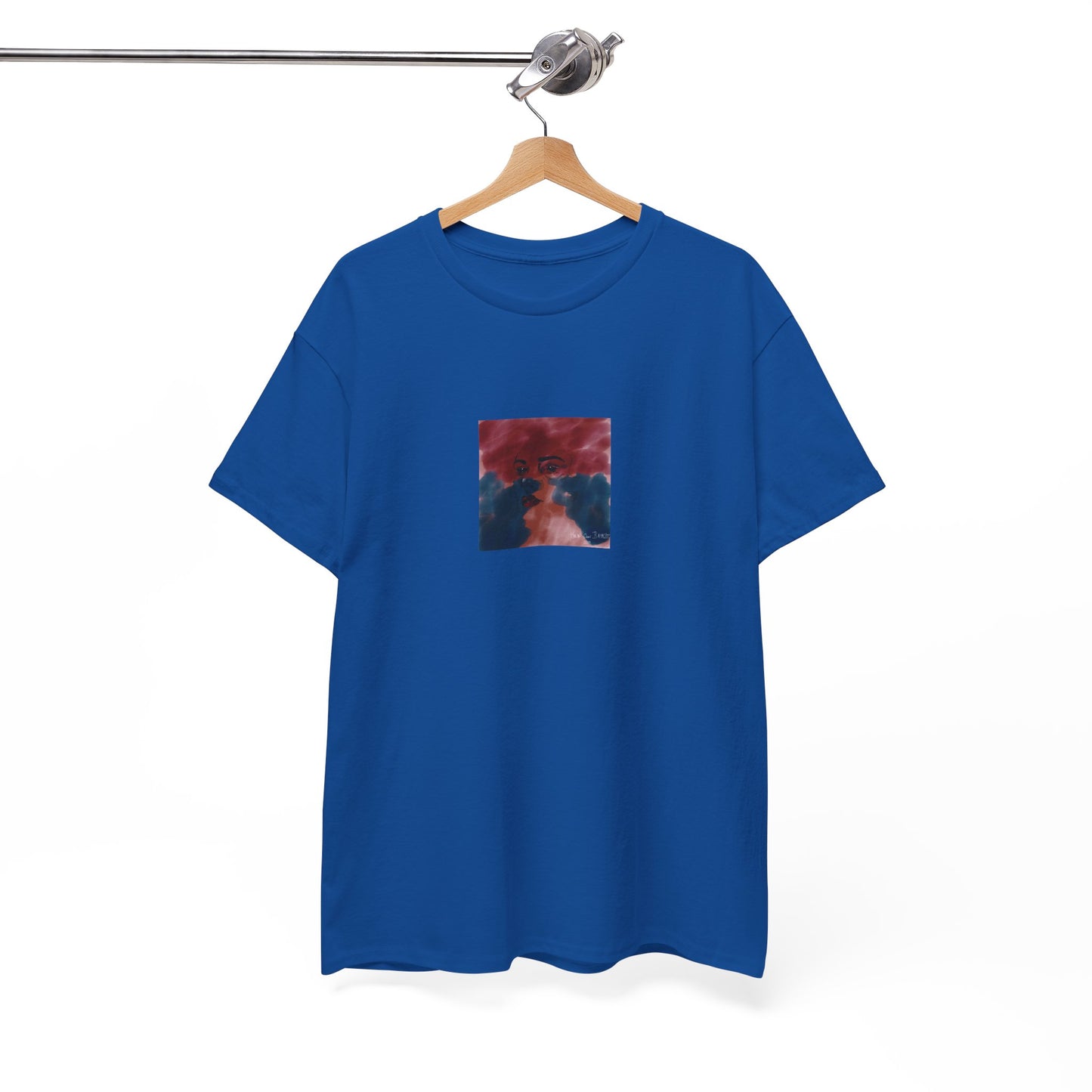 Vista 2018 | Abstract Face T-Shirt — Red, Blue & Orange Cloud Paint Graphic Tee | Oscar Bayazit