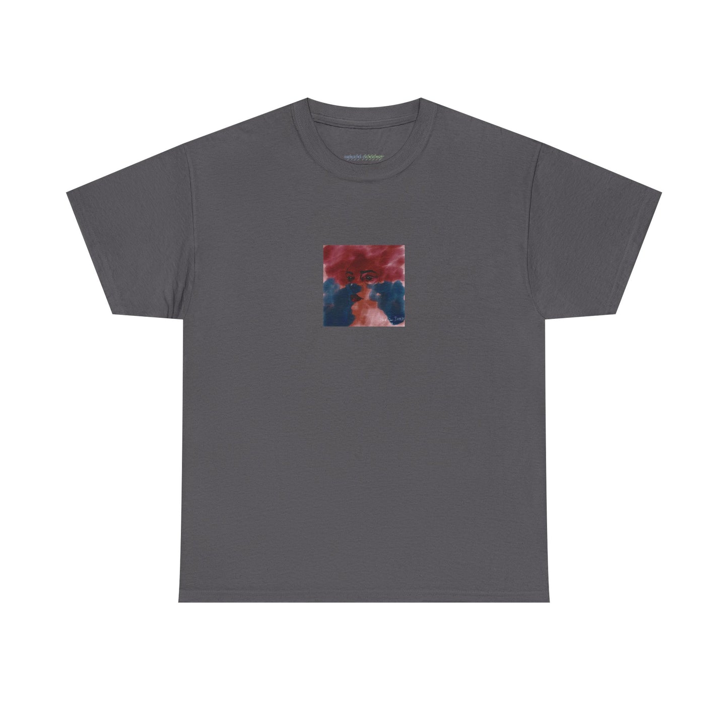 Vista 2018 | Abstract Face T-Shirt — Red, Blue & Orange Cloud Paint Graphic Tee | Oscar Bayazit