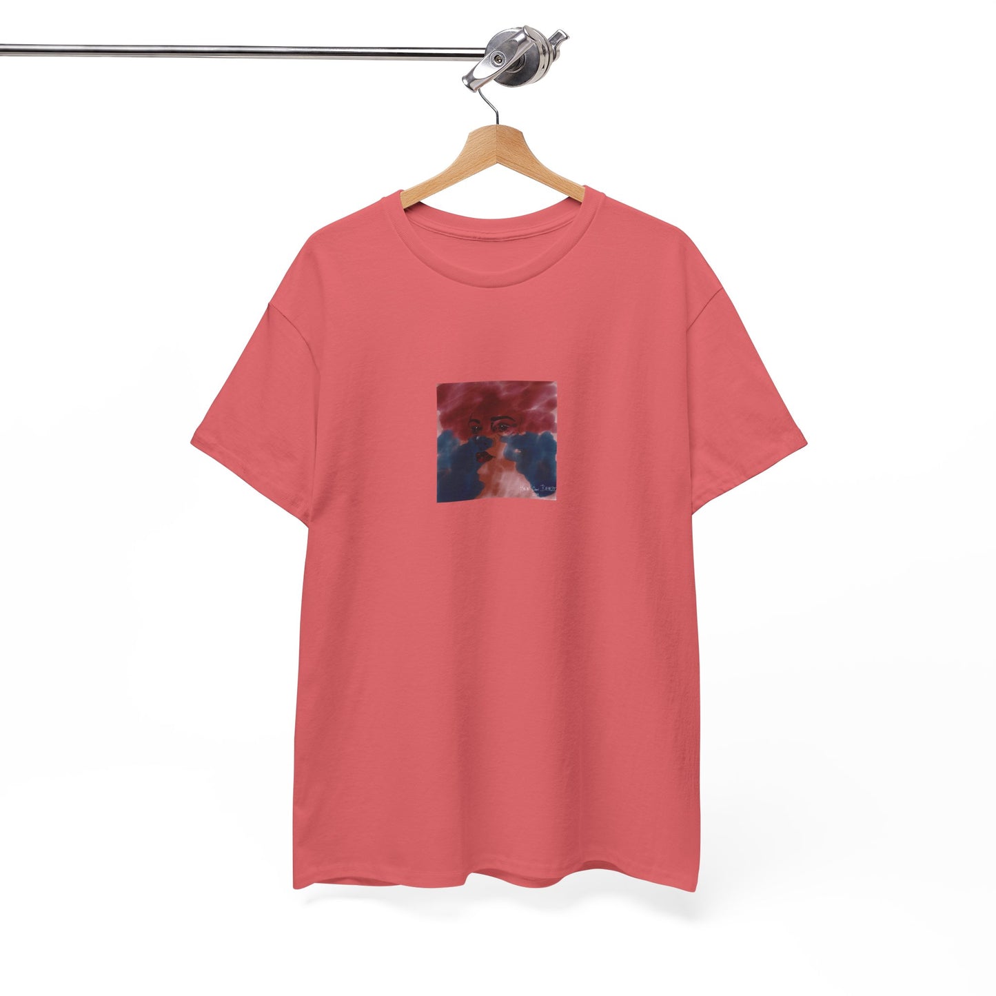 Vista 2018 | Abstract Face T-Shirt — Red, Blue & Orange Cloud Paint Graphic Tee | Oscar Bayazit