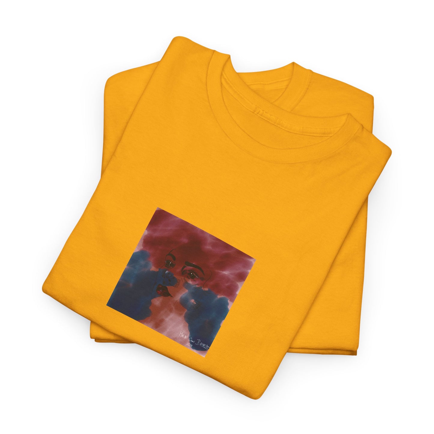 Vista 2018 | Abstract Face T-Shirt — Red, Blue & Orange Cloud Paint Graphic Tee | Oscar Bayazit