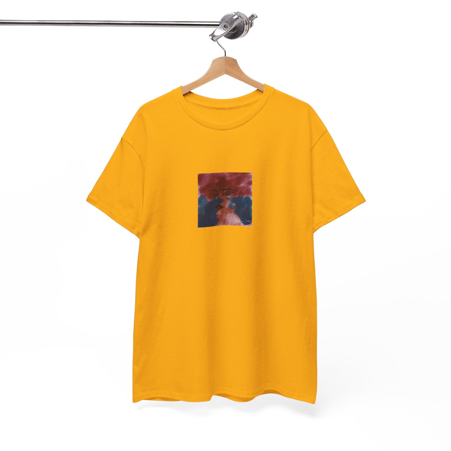 Vista 2018 | Abstract Face T-Shirt — Red, Blue & Orange Cloud Paint Graphic Tee | Oscar Bayazit