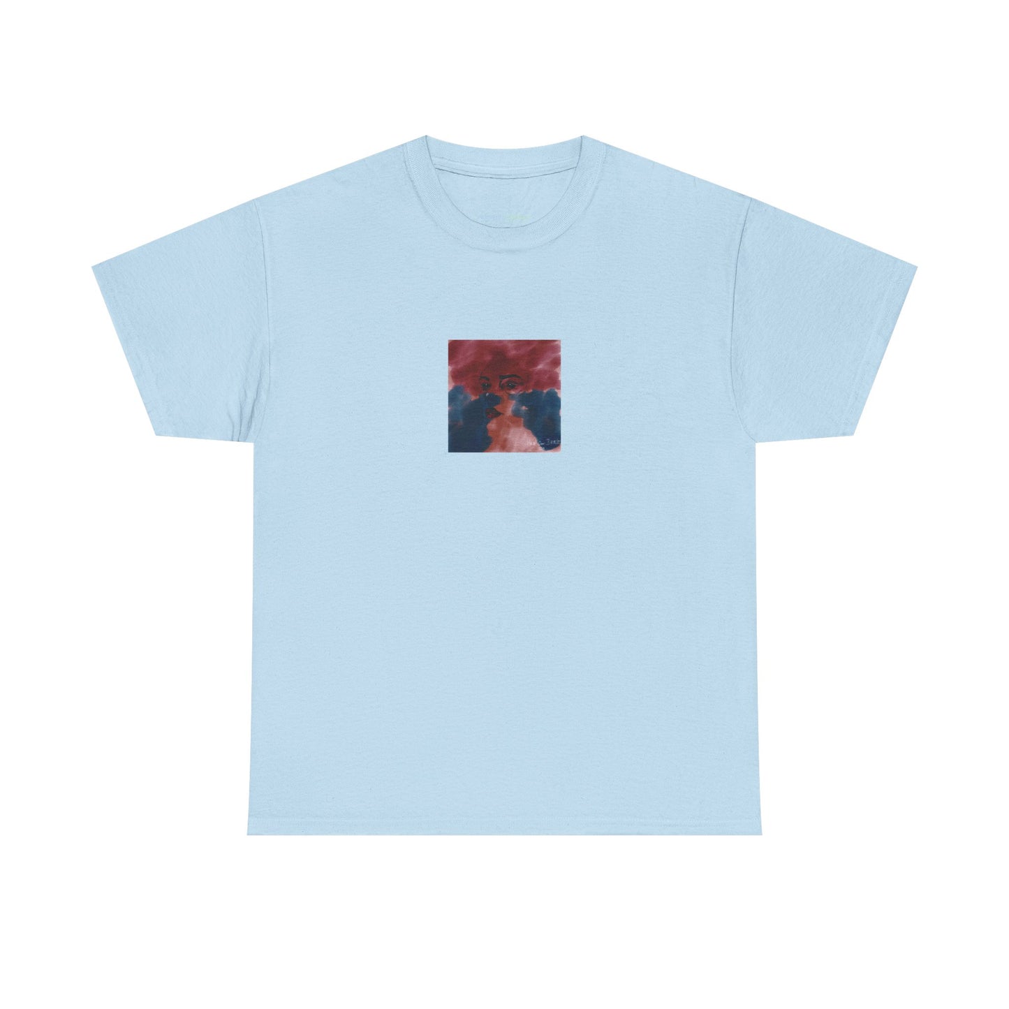 Vista 2018 | Abstract Face T-Shirt — Red, Blue & Orange Cloud Paint Graphic Tee | Oscar Bayazit