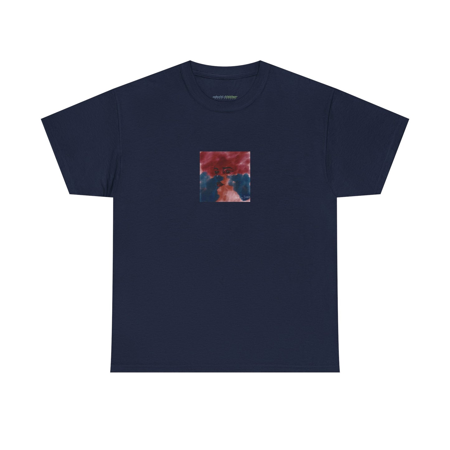 Vista 2018 | Abstract Face T-Shirt — Red, Blue & Orange Cloud Paint Graphic Tee | Oscar Bayazit