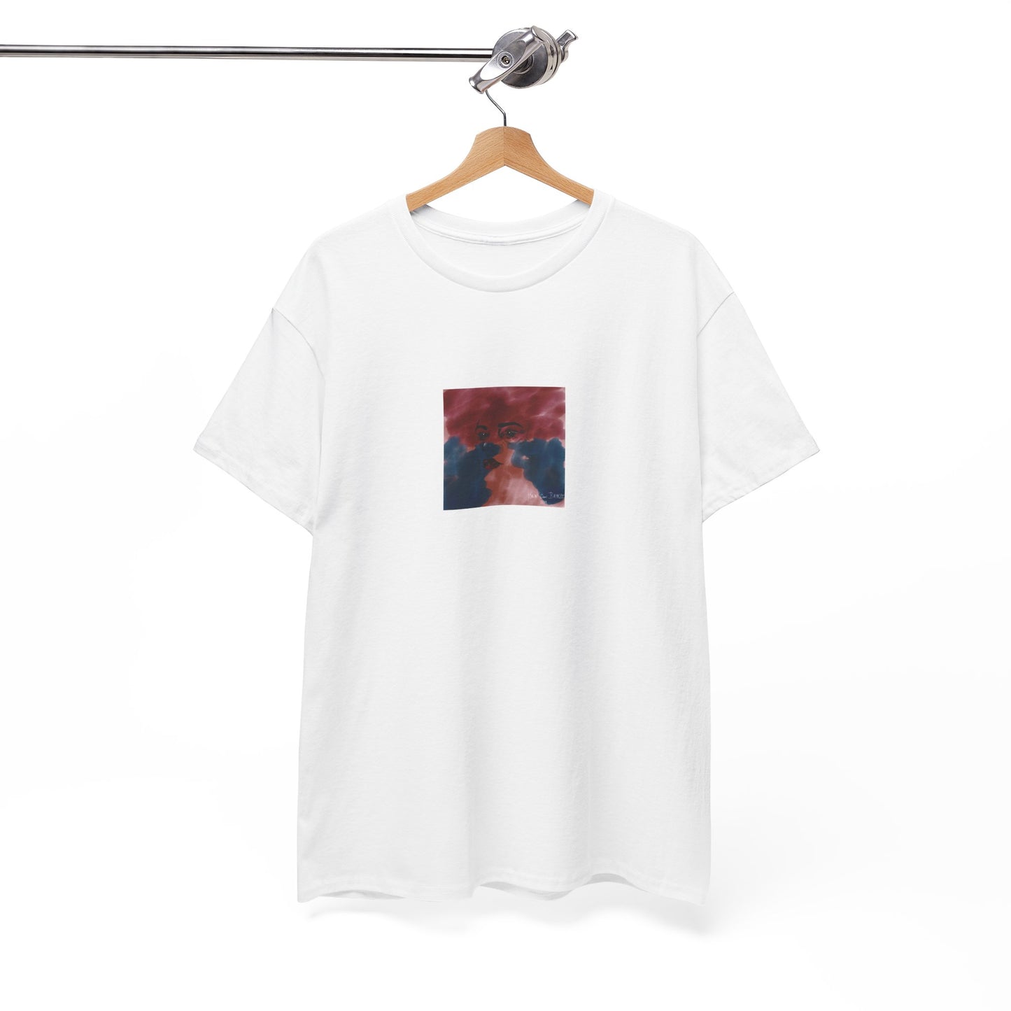 Vista 2018 | Abstract Face T-Shirt — Red, Blue & Orange Cloud Paint Graphic Tee | Oscar Bayazit
