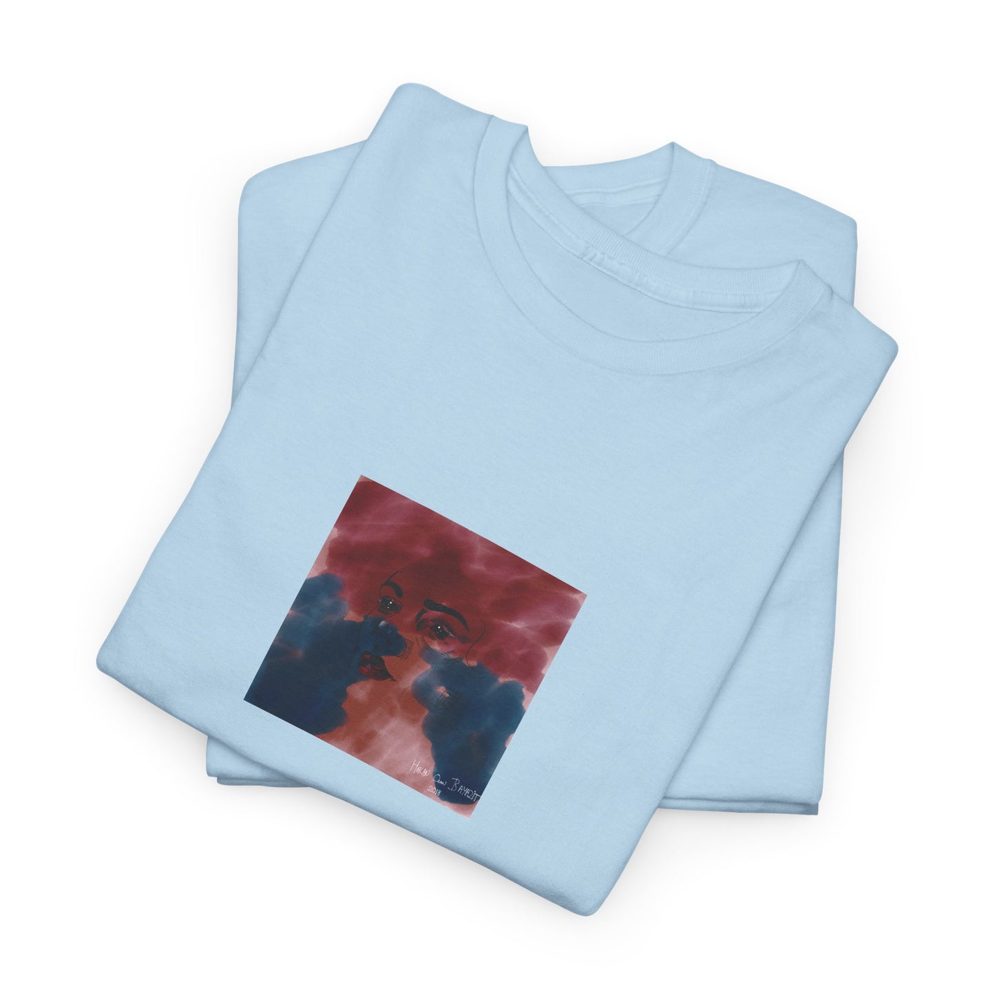 Vista 2018 | Abstract Face T-Shirt — Red, Blue & Orange Cloud Paint Graphic Tee | Oscar Bayazit