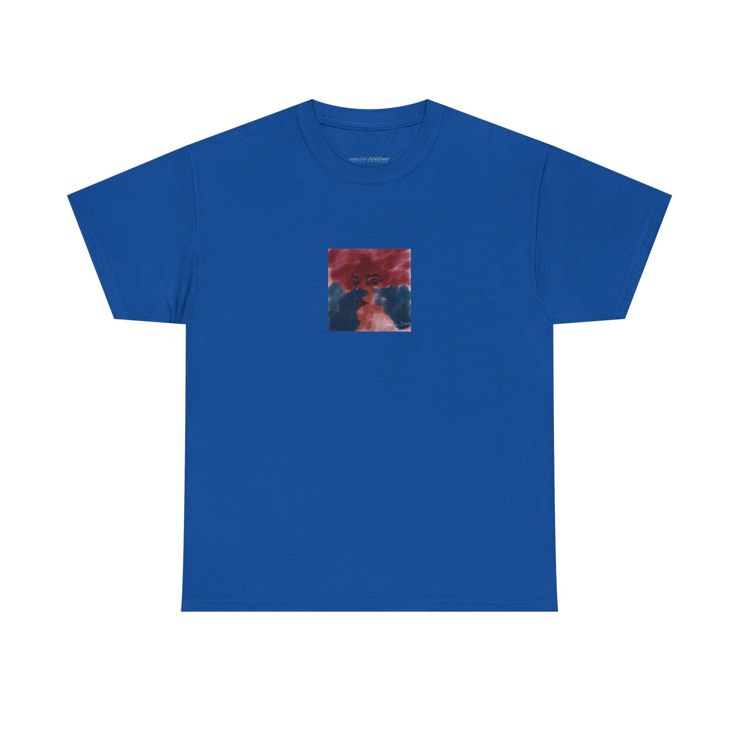 Vista 2018 | Abstract Face T-Shirt — Red, Blue & Orange Cloud Paint Graphic Tee | Oscar Bayazit