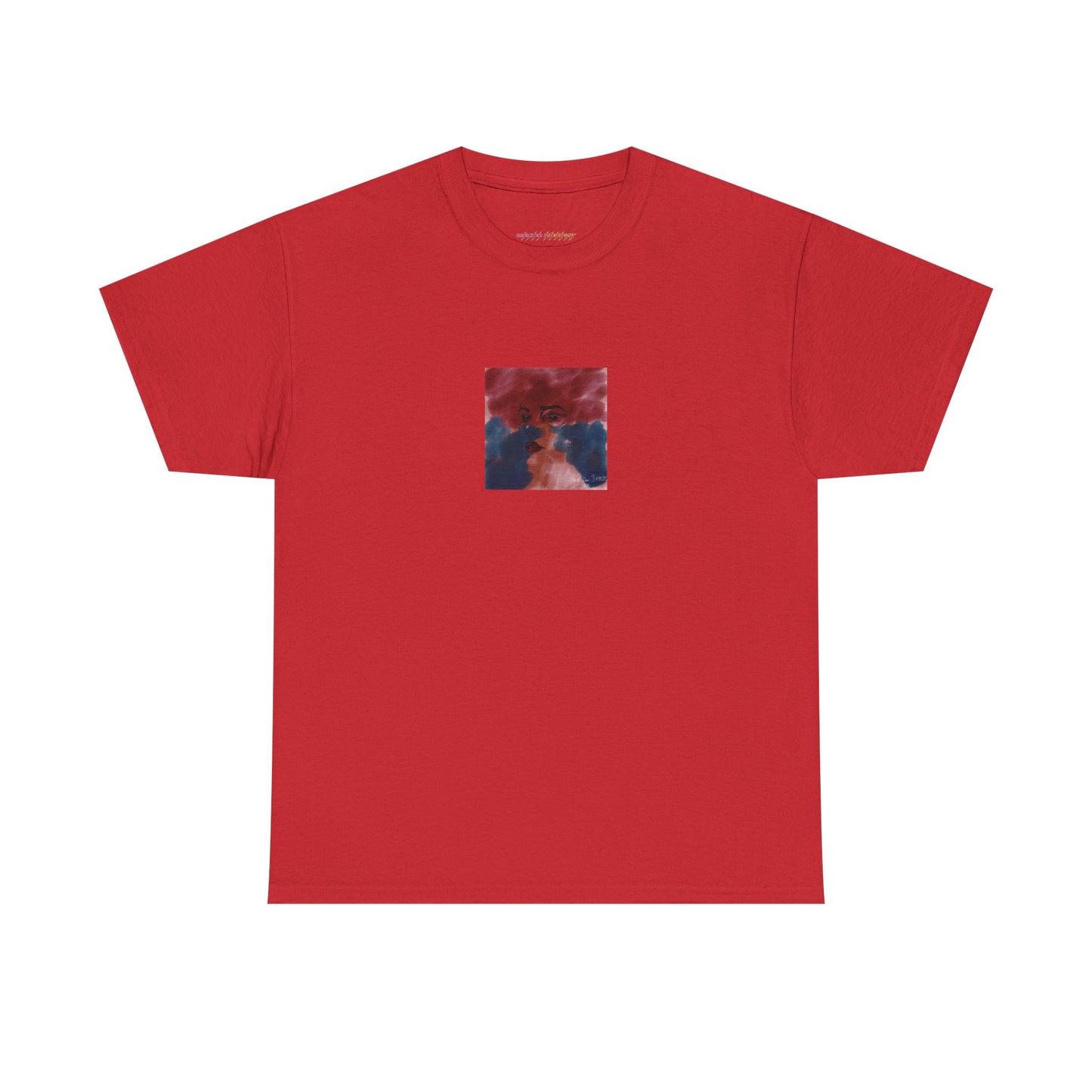 Vista 2018 | Abstract Face T-Shirt — Red, Blue & Orange Cloud Paint Graphic Tee | Oscar Bayazit