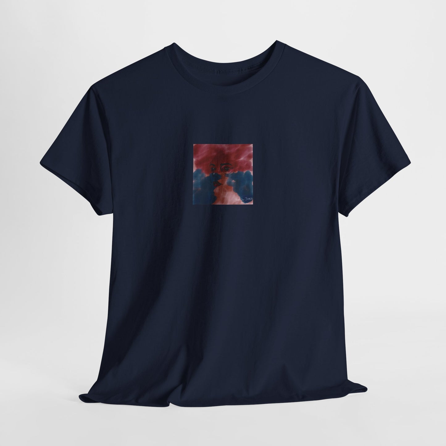 Vista 2018 | Abstract Face T-Shirt — Red, Blue & Orange Cloud Paint Graphic Tee | Oscar Bayazit