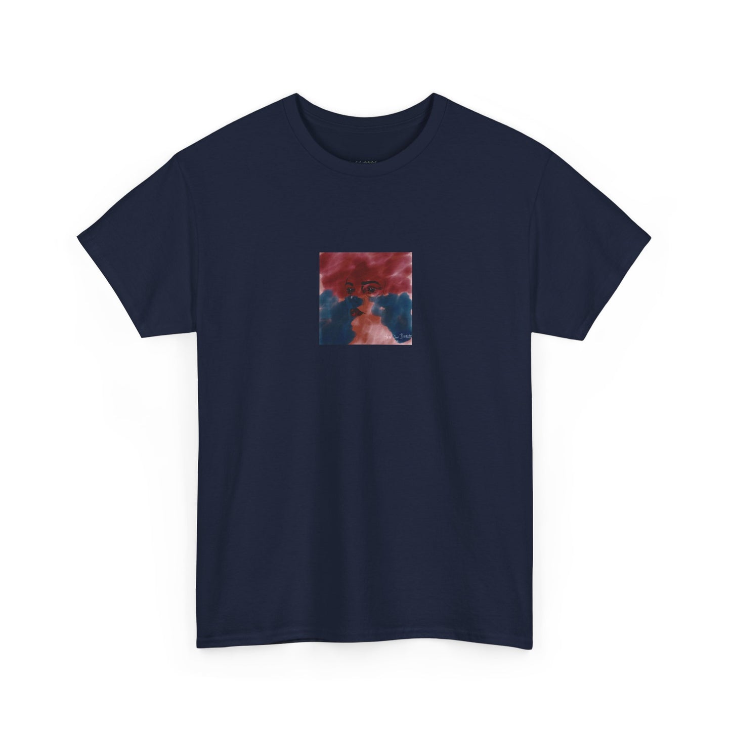 Vista 2018 | Abstract Face T-Shirt — Red, Blue & Orange Cloud Paint Graphic Tee | Oscar Bayazit