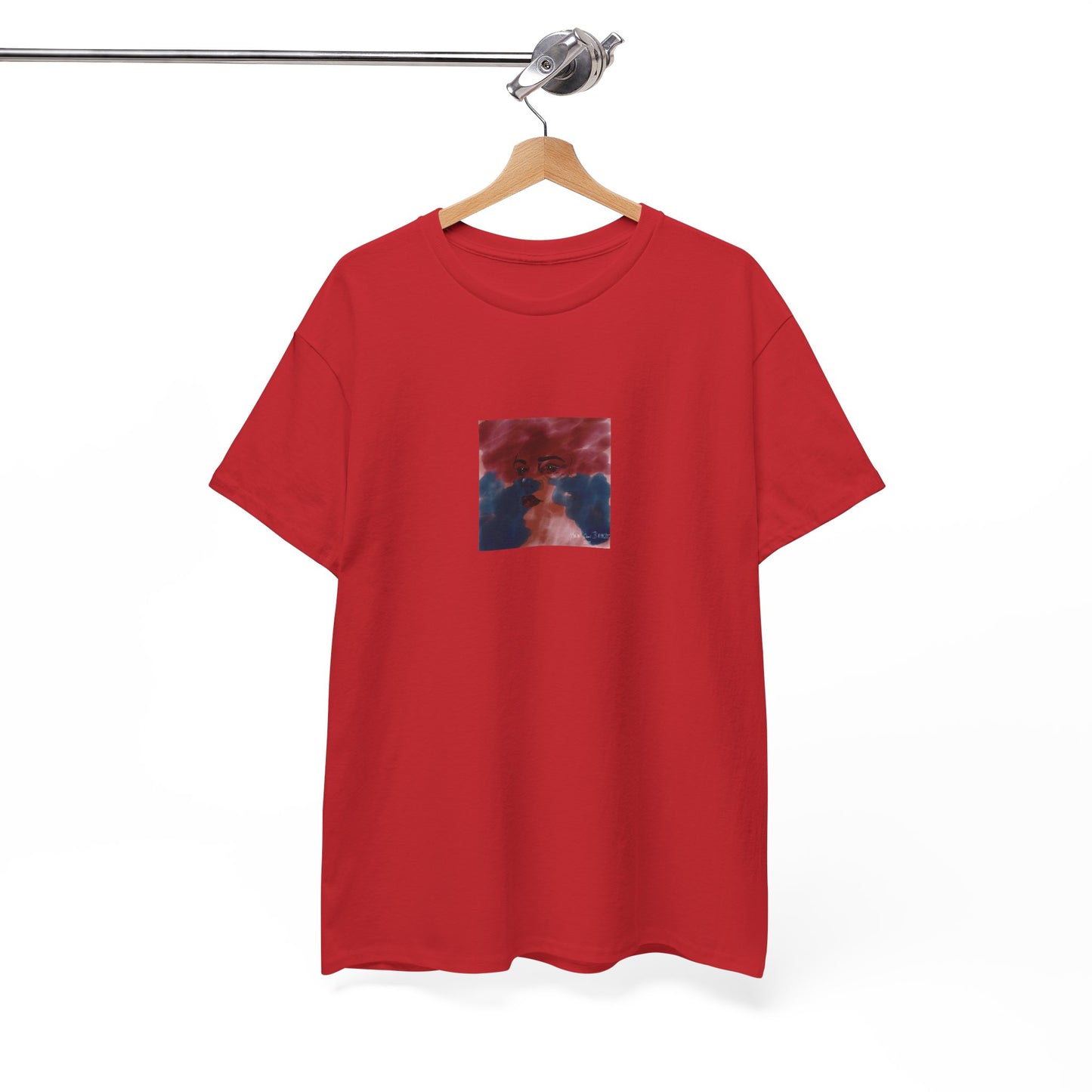 Vista 2018 | Abstract Face T-Shirt — Red, Blue & Orange Cloud Paint Graphic Tee | Oscar Bayazit