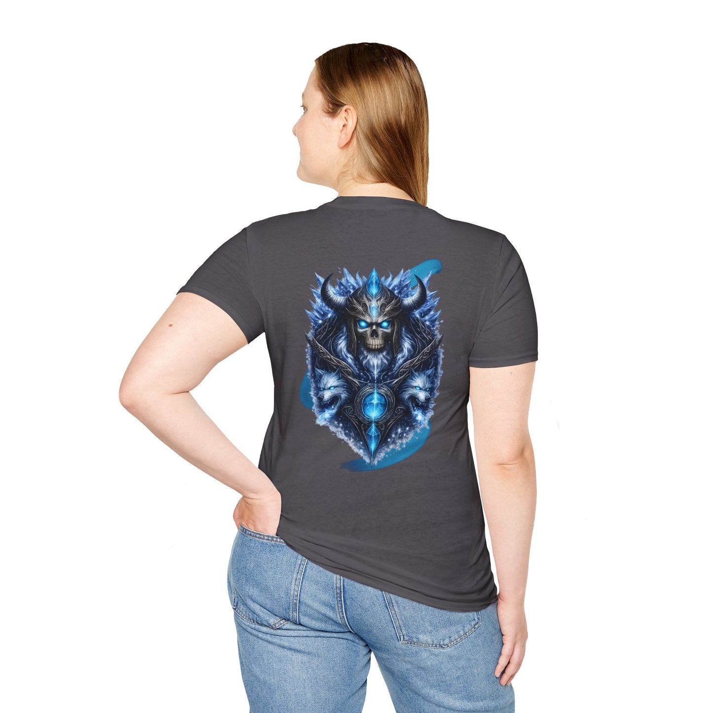 Soul of Ice | Dark Fantasy Skull Graphic Tee | Blue Crystal Wolf Unisex T-Shirt | Gothic Streetwear | Oscar Bayazit
