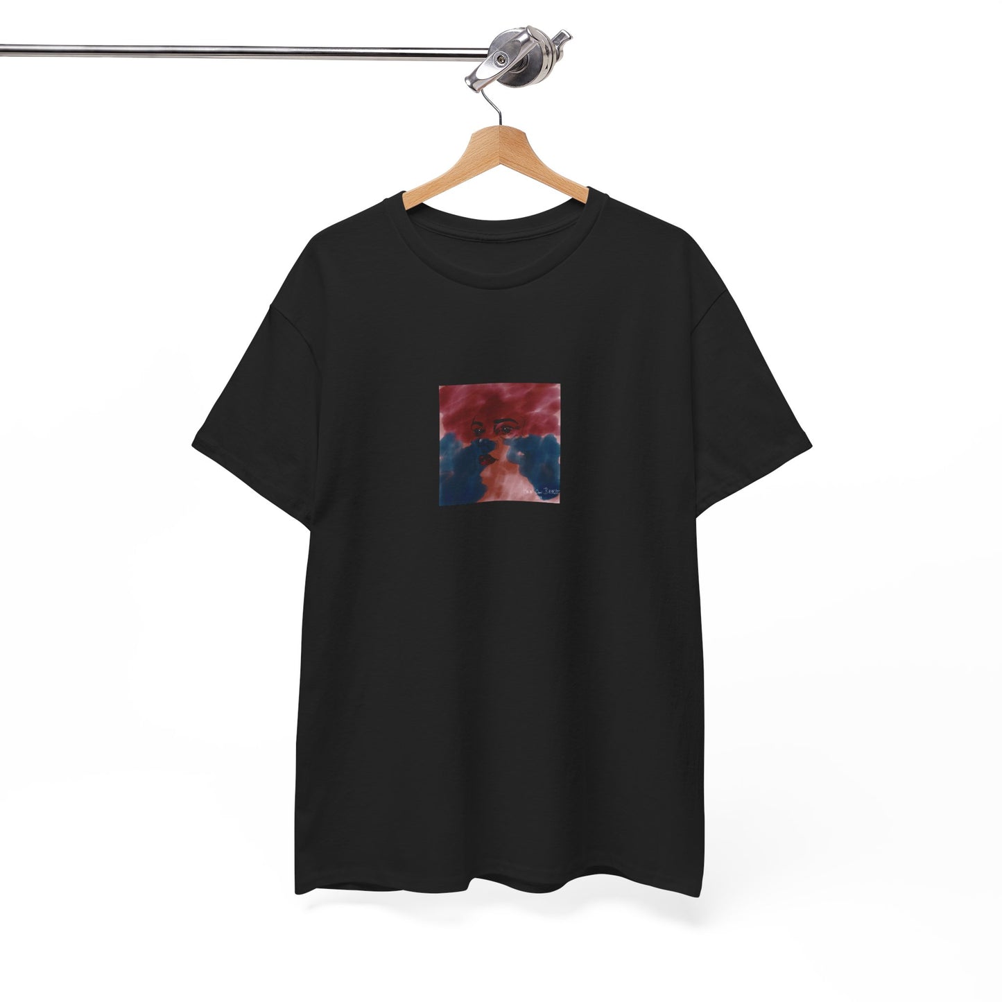 Vista 2018 | Abstract Face T-Shirt — Red, Blue & Orange Cloud Paint Graphic Tee | Oscar Bayazit