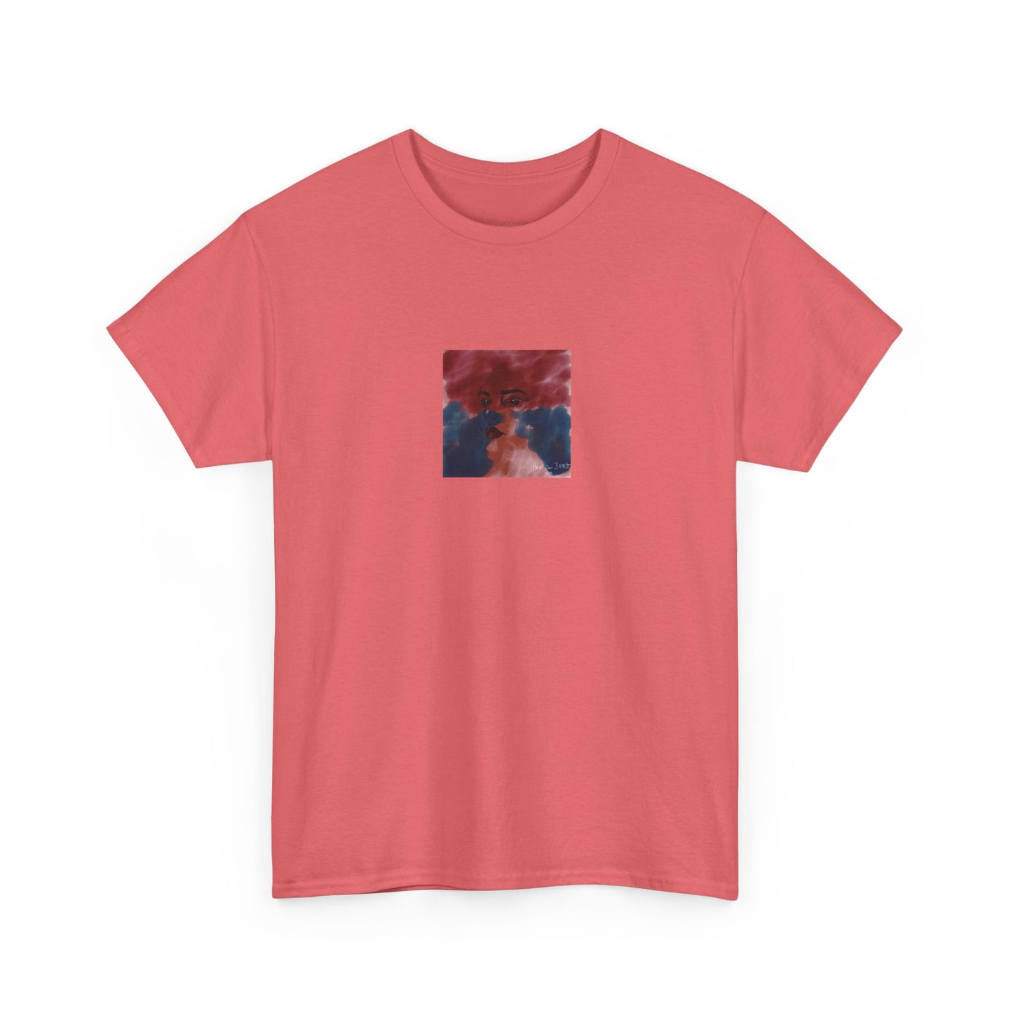 Vista 2018 | Abstract Face T-Shirt — Red, Blue & Orange Cloud Paint Graphic Tee | Oscar Bayazit