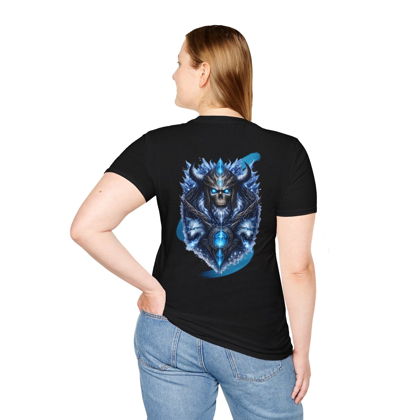 Soul of Ice | Dark Fantasy Skull Graphic Tee | Blue Crystal Wolf Unisex T-Shirt | Gothic Streetwear | Oscar Bayazit