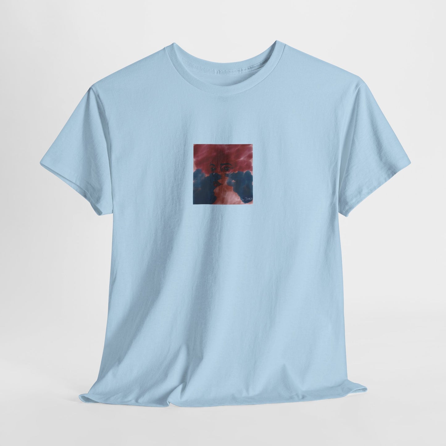 Vista 2018 | Abstract Face T-Shirt — Red, Blue & Orange Cloud Paint Graphic Tee | Oscar Bayazit