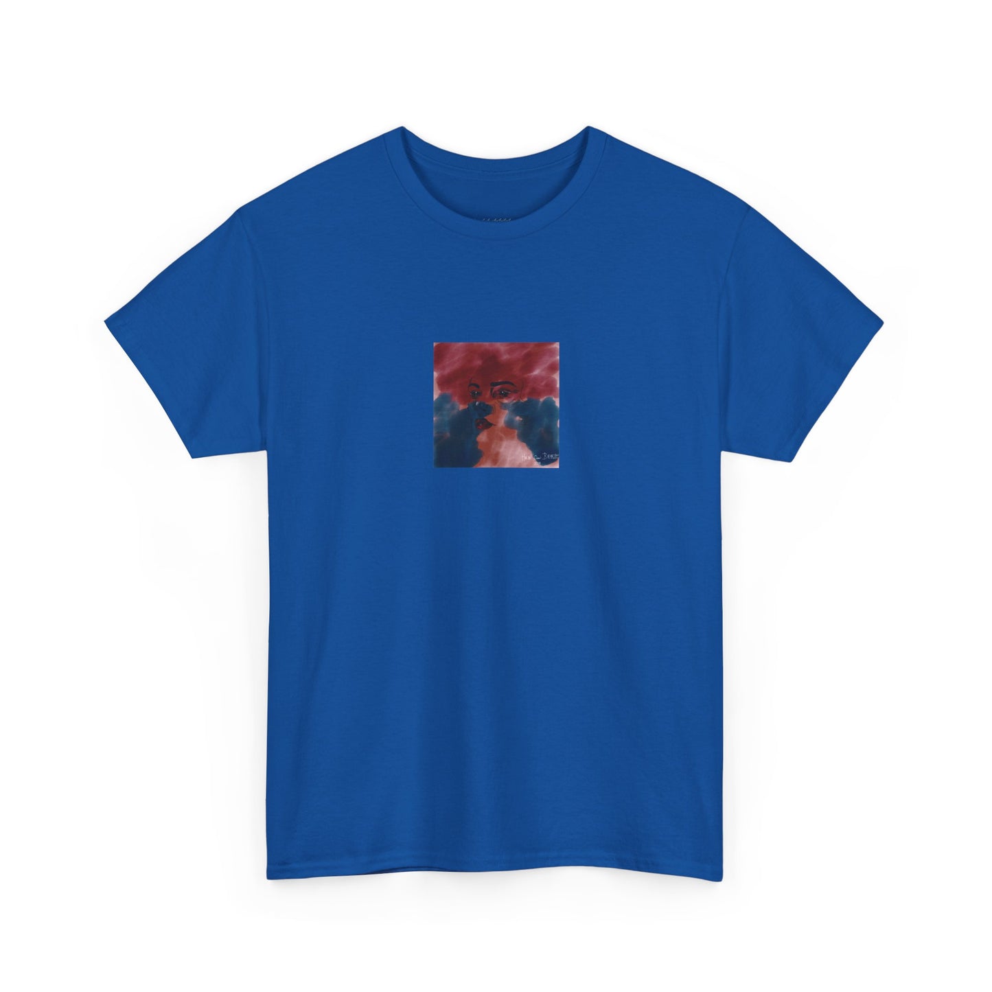 Vista 2018 | Abstract Face T-Shirt — Red, Blue & Orange Cloud Paint Graphic Tee | Oscar Bayazit