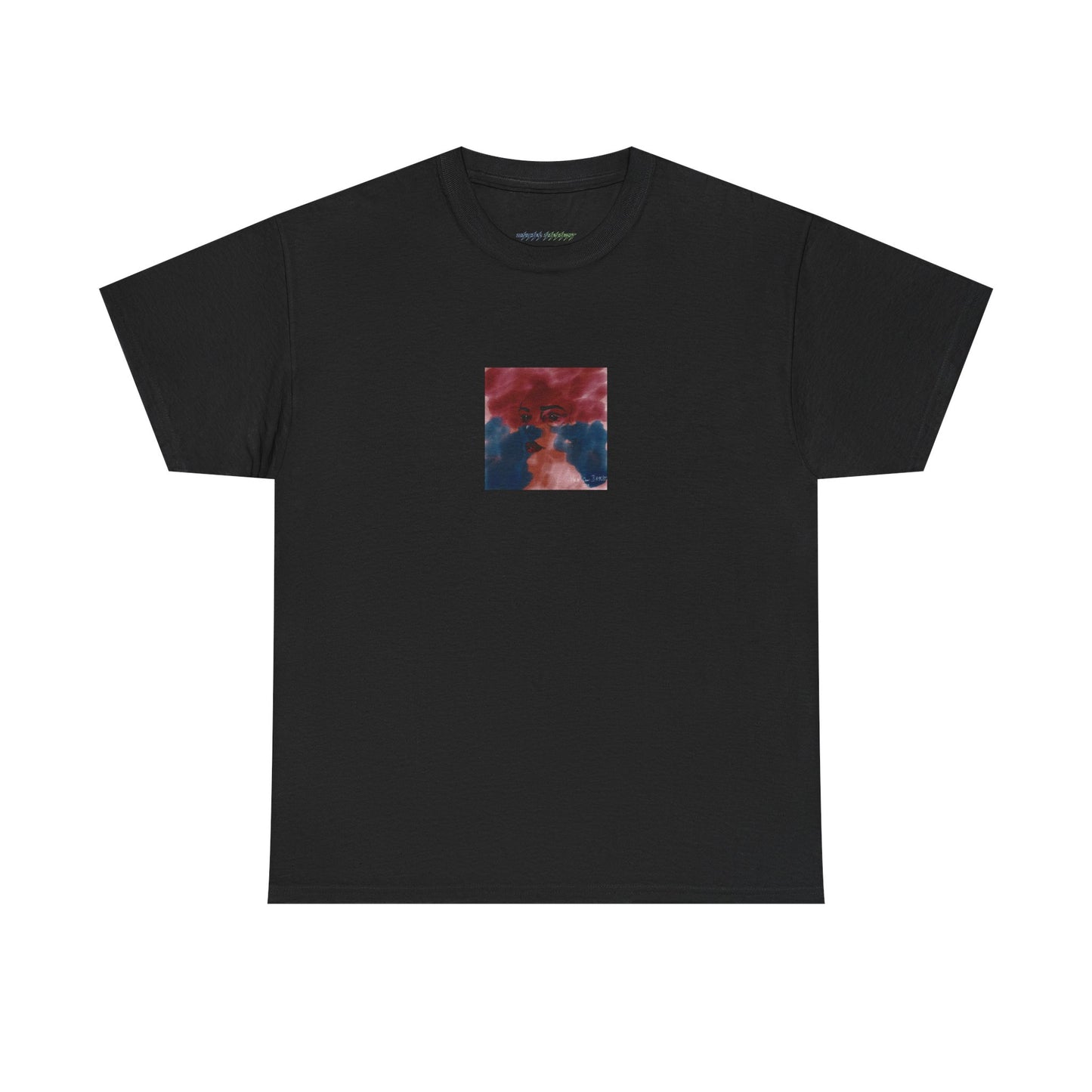 Vista 2018 | Abstract Face T-Shirt — Red, Blue & Orange Cloud Paint Graphic Tee | Oscar Bayazit