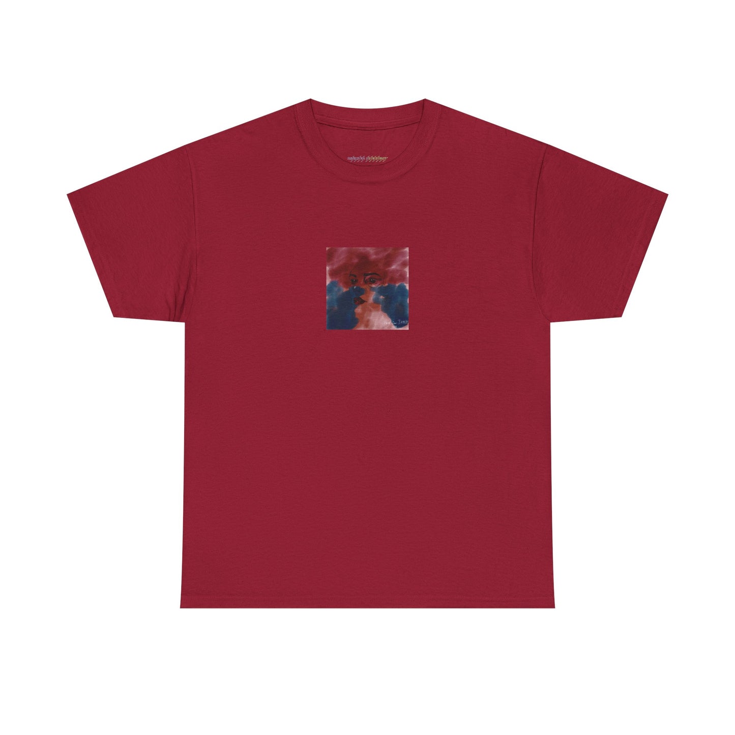 Vista 2018 | Abstract Face T-Shirt — Red, Blue & Orange Cloud Paint Graphic Tee | Oscar Bayazit