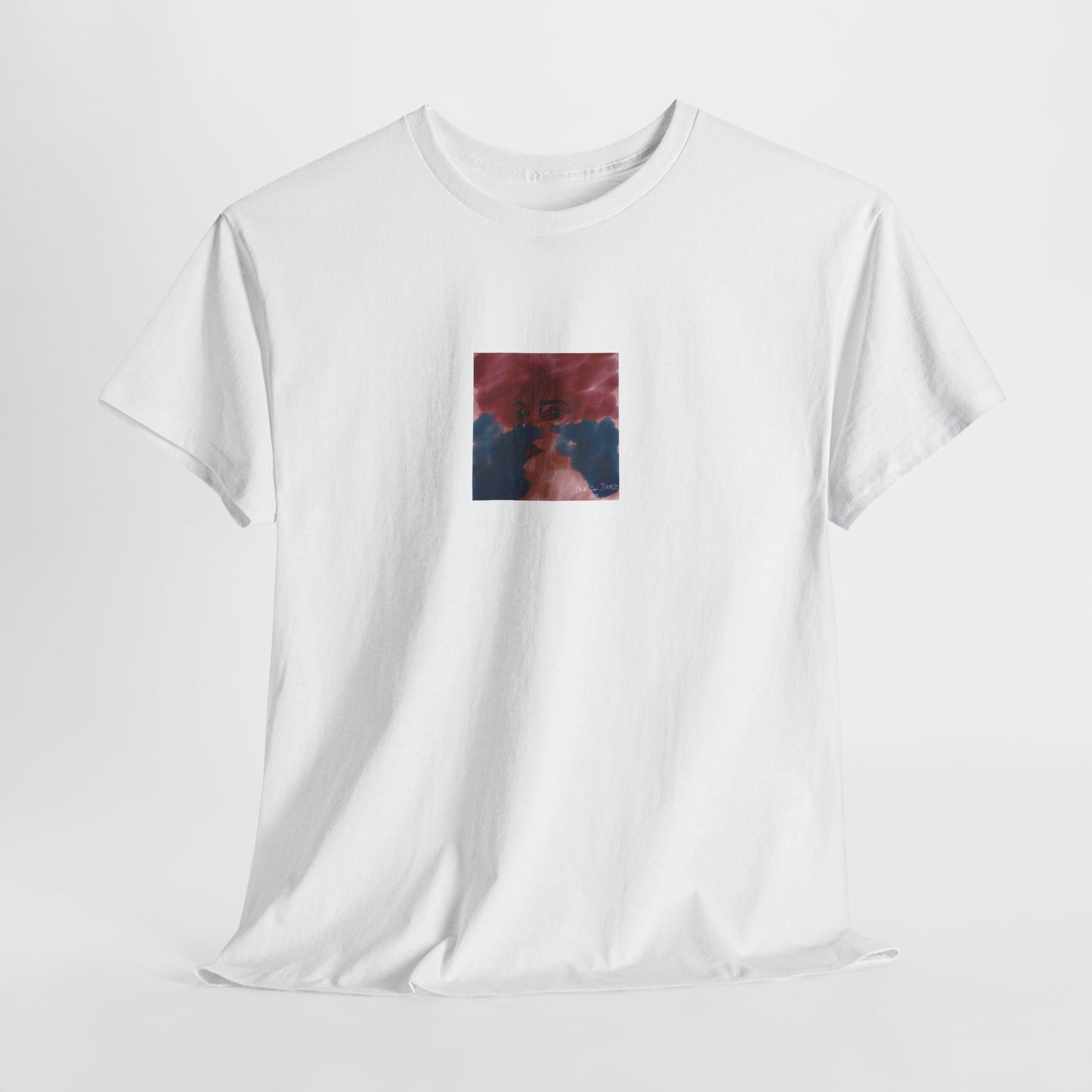 Vista 2018 | Abstract Face T-Shirt — Red, Blue & Orange Cloud Paint Graphic Tee | Oscar Bayazit