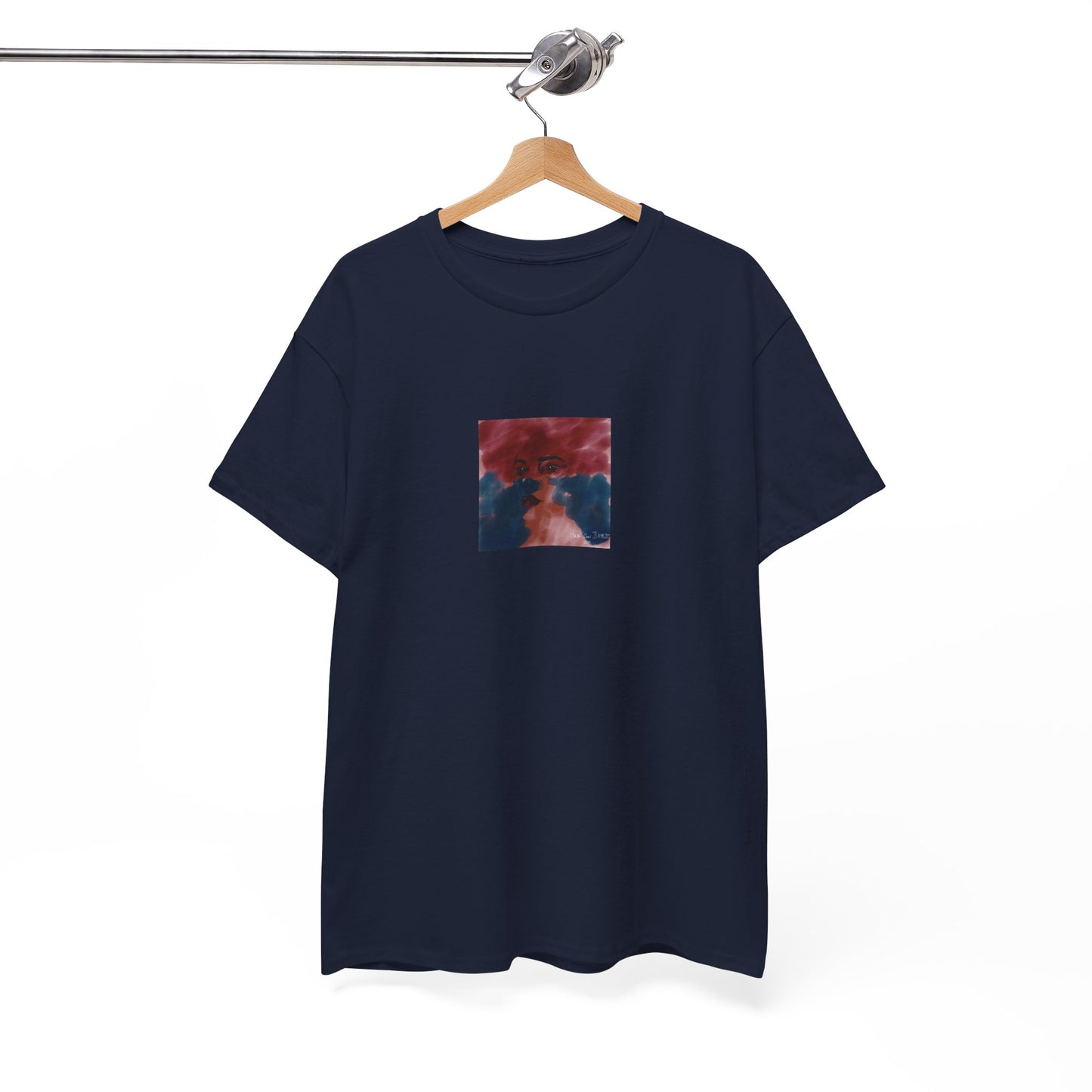 Vista 2018 | Abstract Face T-Shirt — Red, Blue & Orange Cloud Paint Graphic Tee | Oscar Bayazit