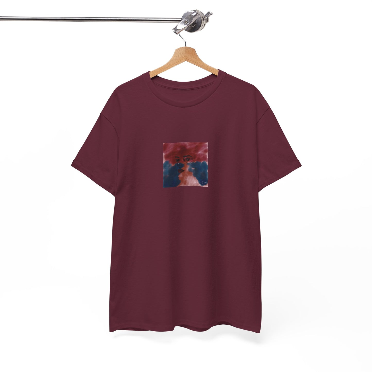 Vista 2018 | Abstract Face T-Shirt — Red, Blue & Orange Cloud Paint Graphic Tee | Oscar Bayazit