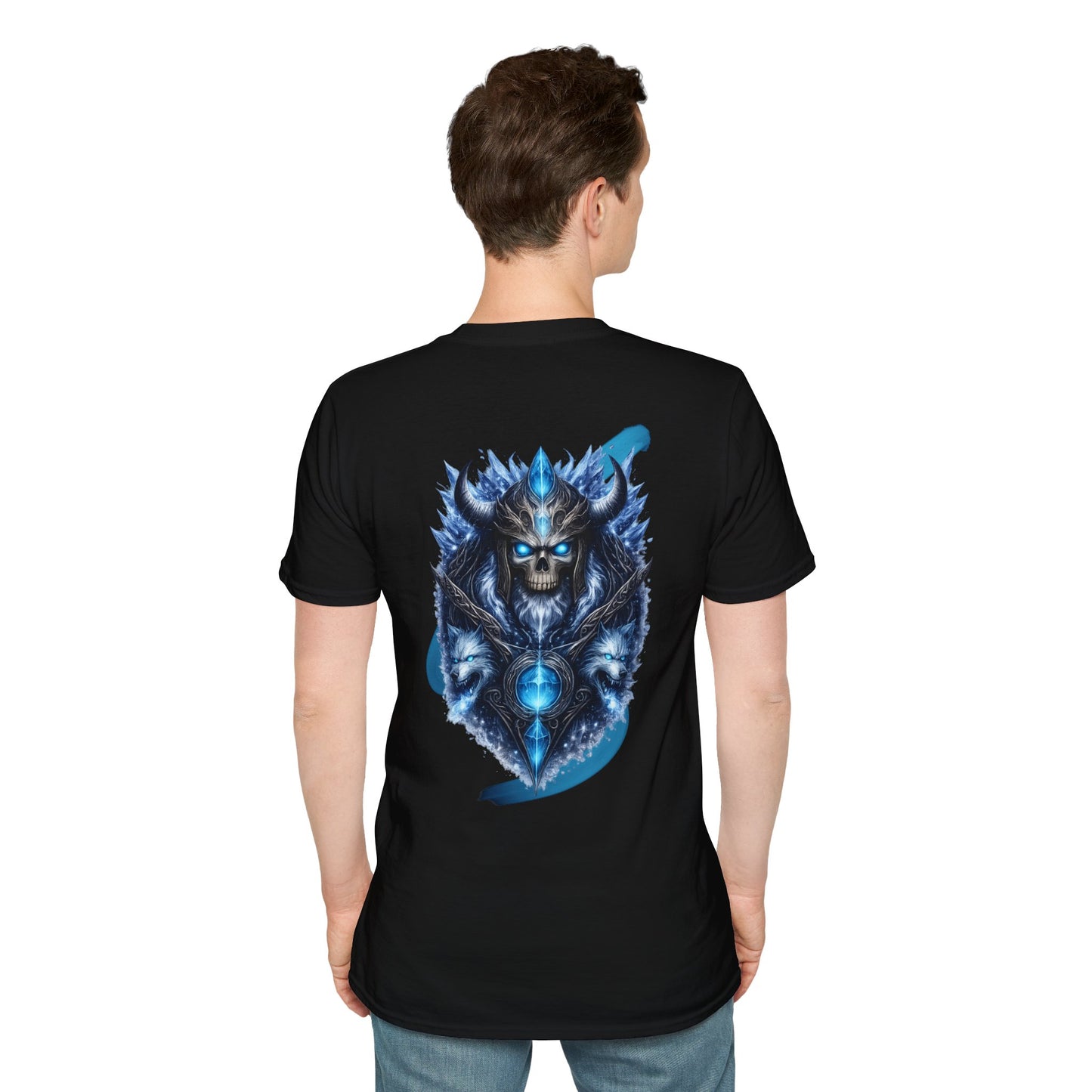 Soul of Ice | Dark Fantasy Skull Graphic Tee | Blue Crystal Wolf Unisex T-Shirt | Gothic Streetwear | Oscar Bayazit