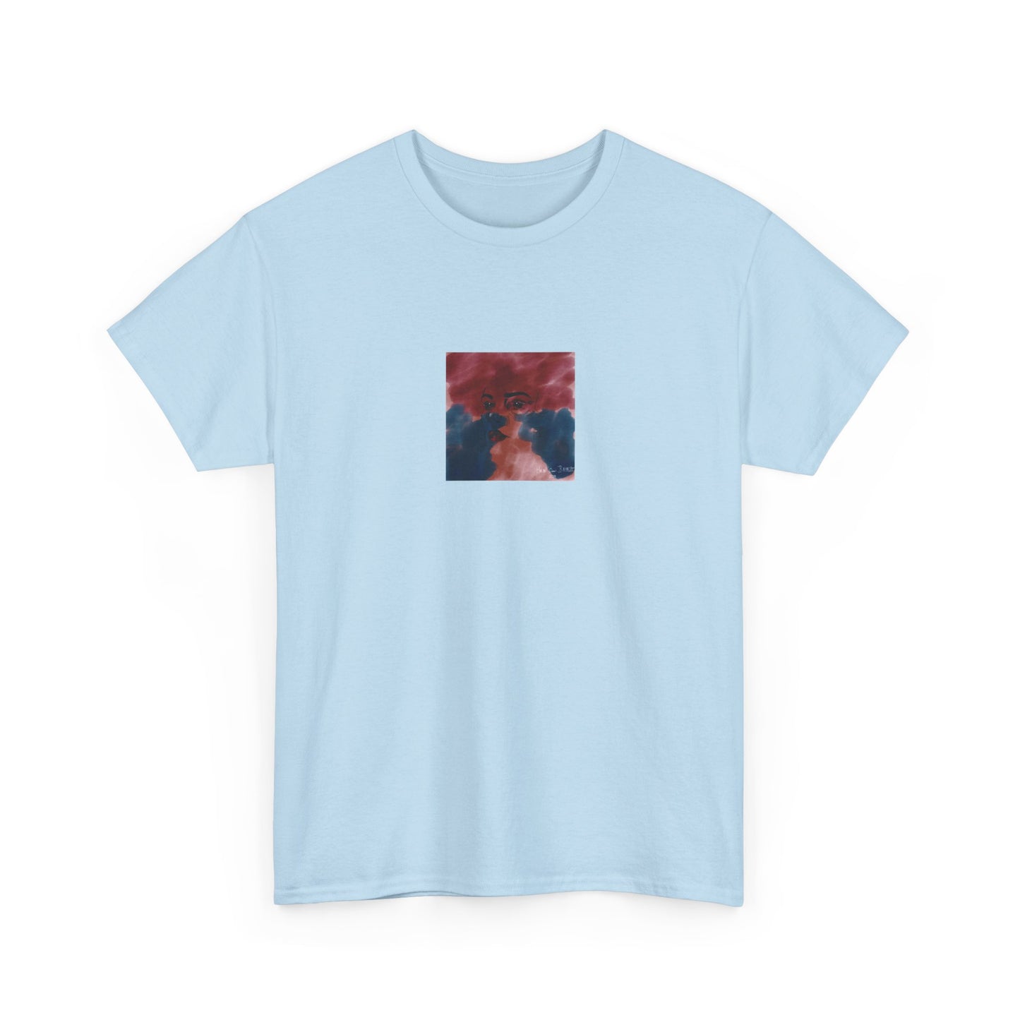 Vista 2018 | Abstract Face T-Shirt — Red, Blue & Orange Cloud Paint Graphic Tee | Oscar Bayazit