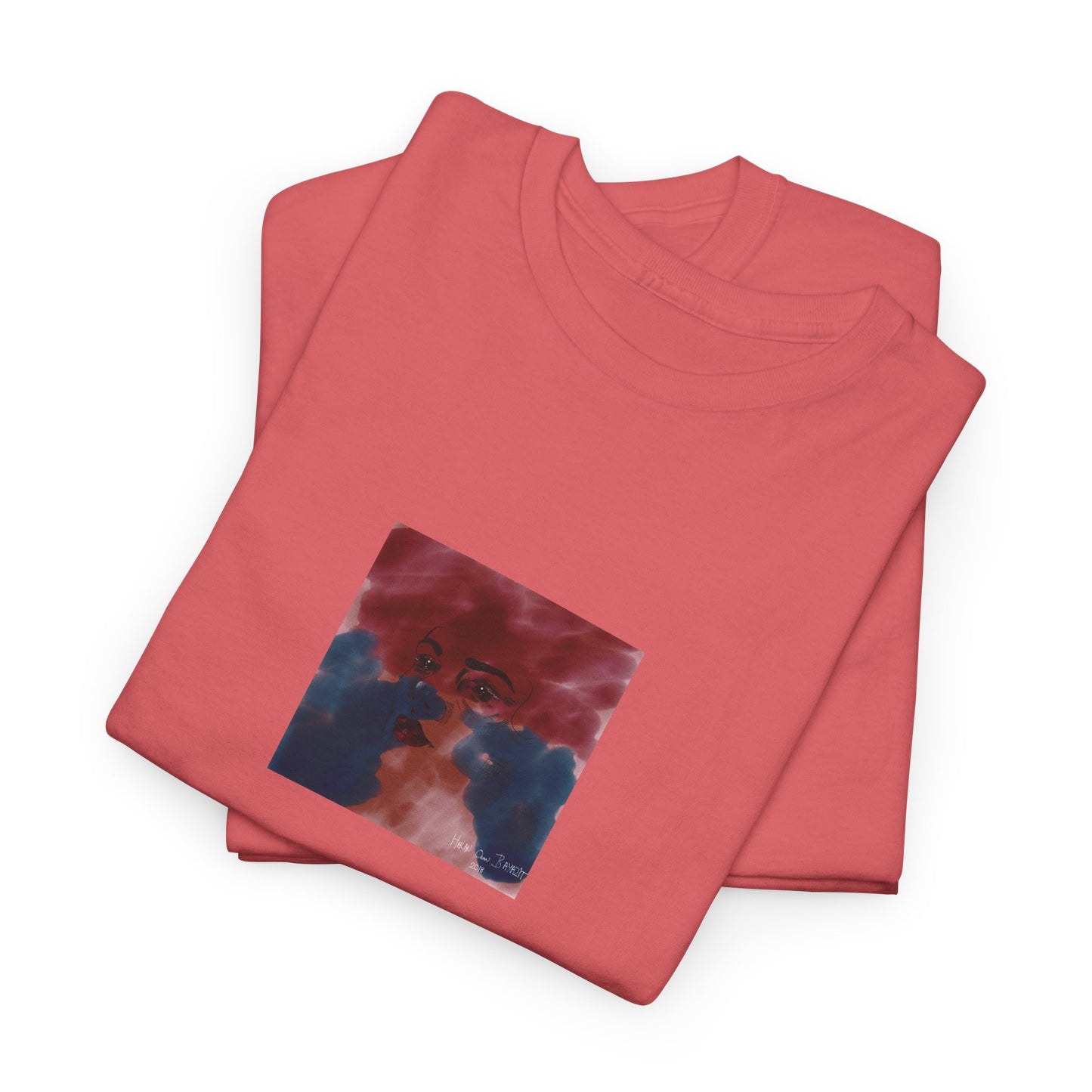 Vista 2018 | Abstract Face T-Shirt — Red, Blue & Orange Cloud Paint Graphic Tee | Oscar Bayazit