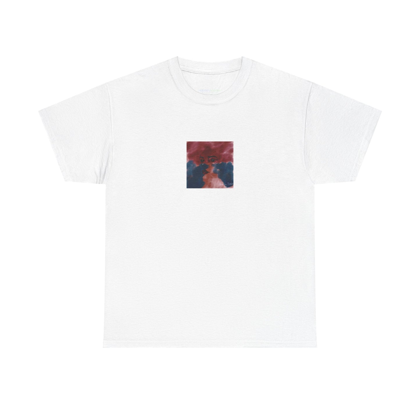 Vista 2018 | Abstract Face T-Shirt — Red, Blue & Orange Cloud Paint Graphic Tee | Oscar Bayazit