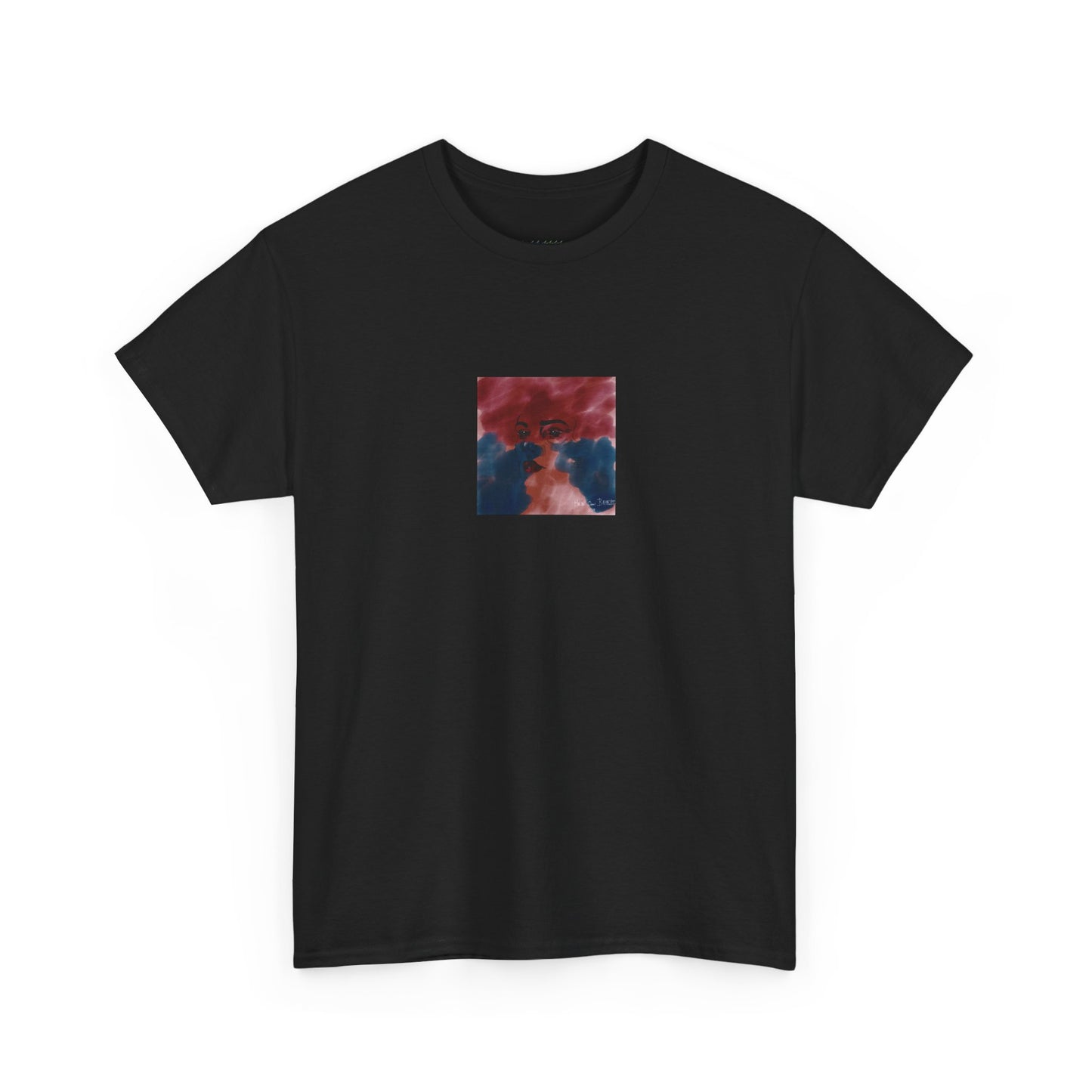 Vista 2018 | Abstract Face T-Shirt — Red, Blue & Orange Cloud Paint Graphic Tee | Oscar Bayazit