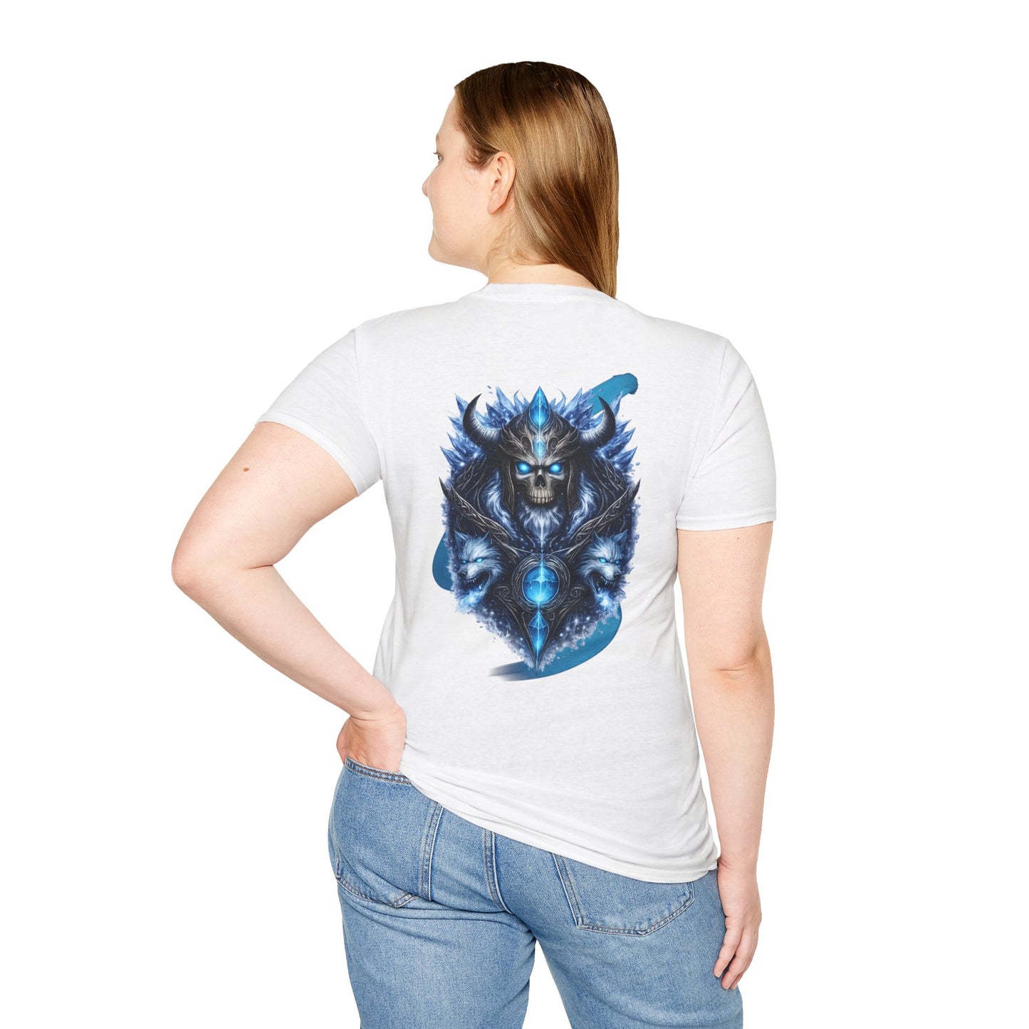 Soul of Ice | Dark Fantasy Skull Graphic Tee | Blue Crystal Wolf Unisex T-Shirt | Gothic Streetwear | Oscar Bayazit