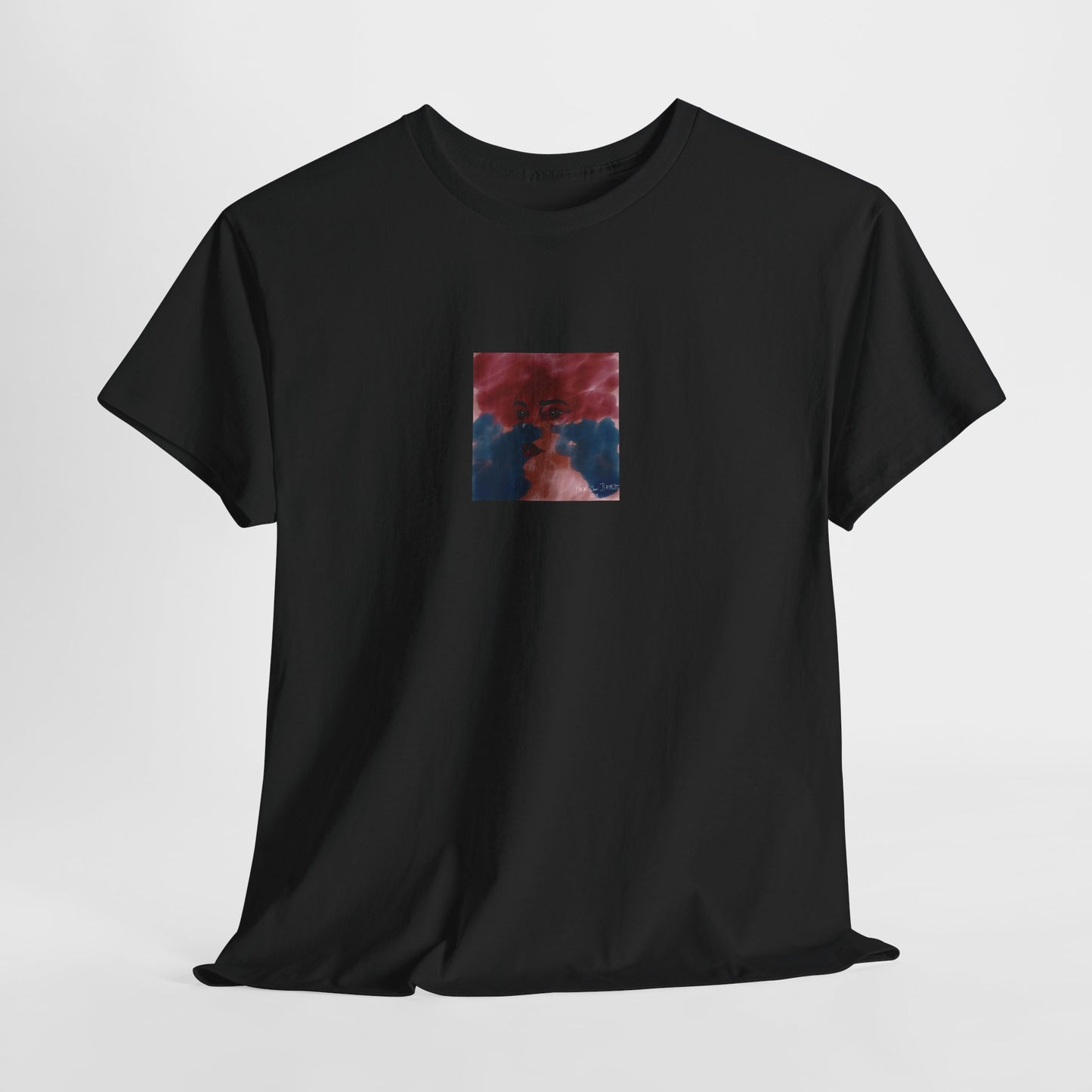 Vista 2018 | Abstract Face T-Shirt — Red, Blue & Orange Cloud Paint Graphic Tee | Oscar Bayazit