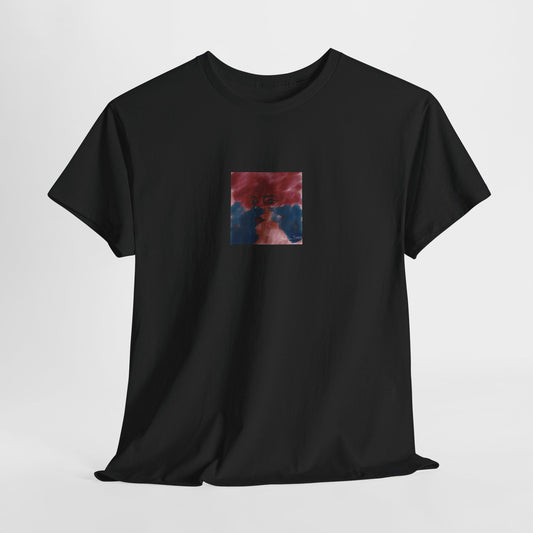 Vista 2018 | Abstract Face T-Shirt — Red, Blue & Orange Cloud Paint Graphic Tee | Oscar Bayazit