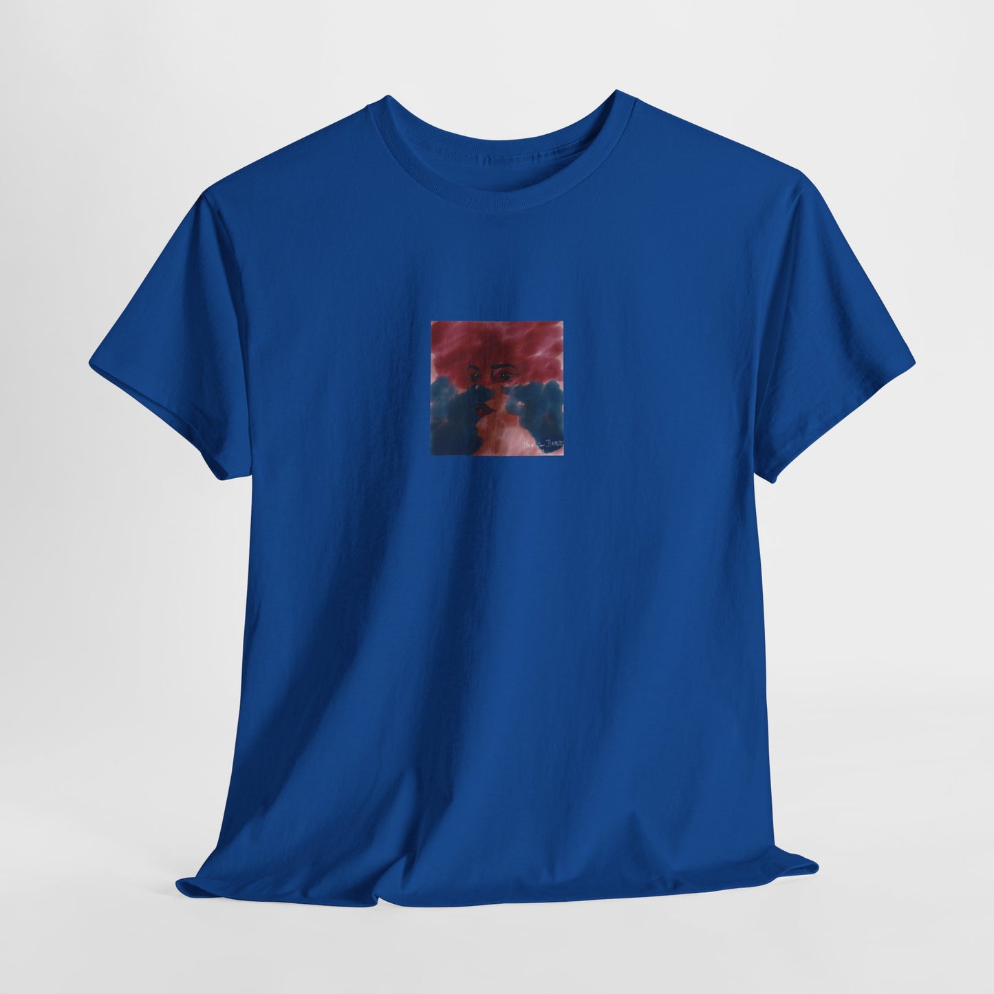 Vista 2018 | Abstract Face T-Shirt — Red, Blue & Orange Cloud Paint Graphic Tee | Oscar Bayazit