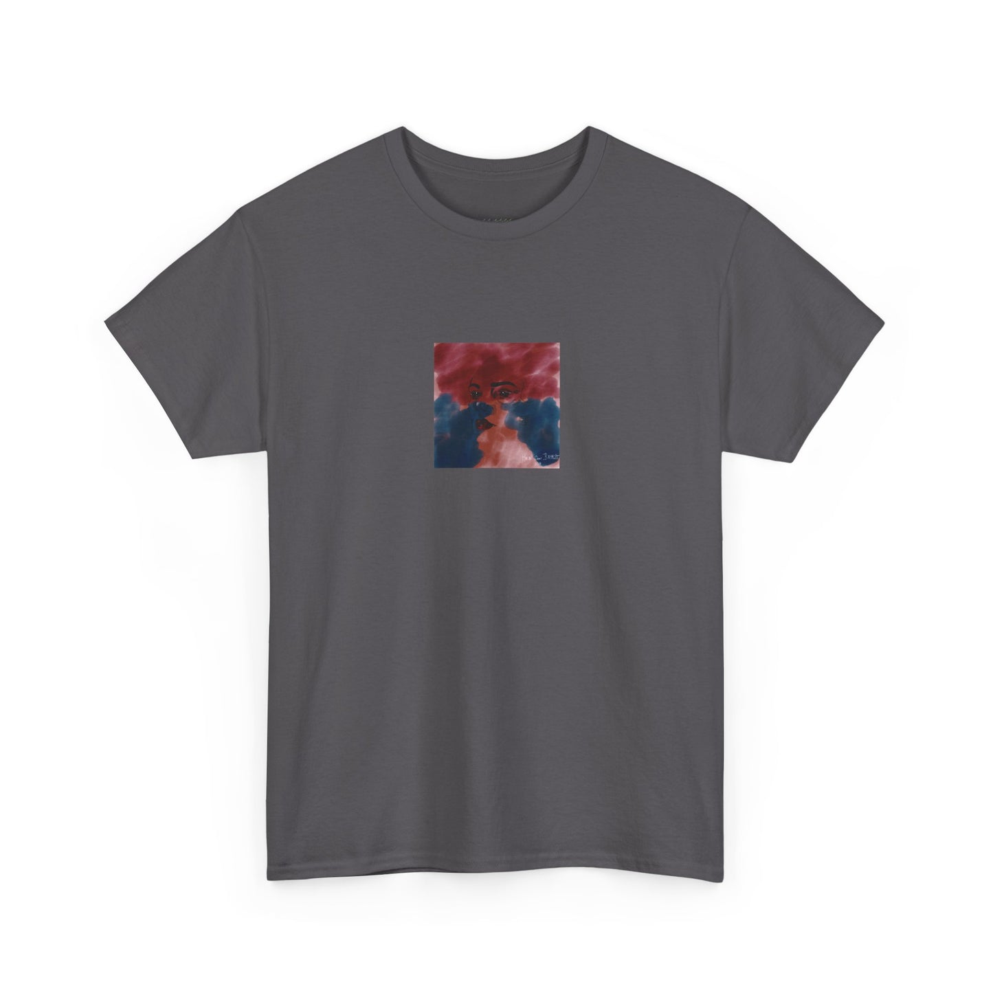 Vista 2018 | Abstract Face T-Shirt — Red, Blue & Orange Cloud Paint Graphic Tee | Oscar Bayazit