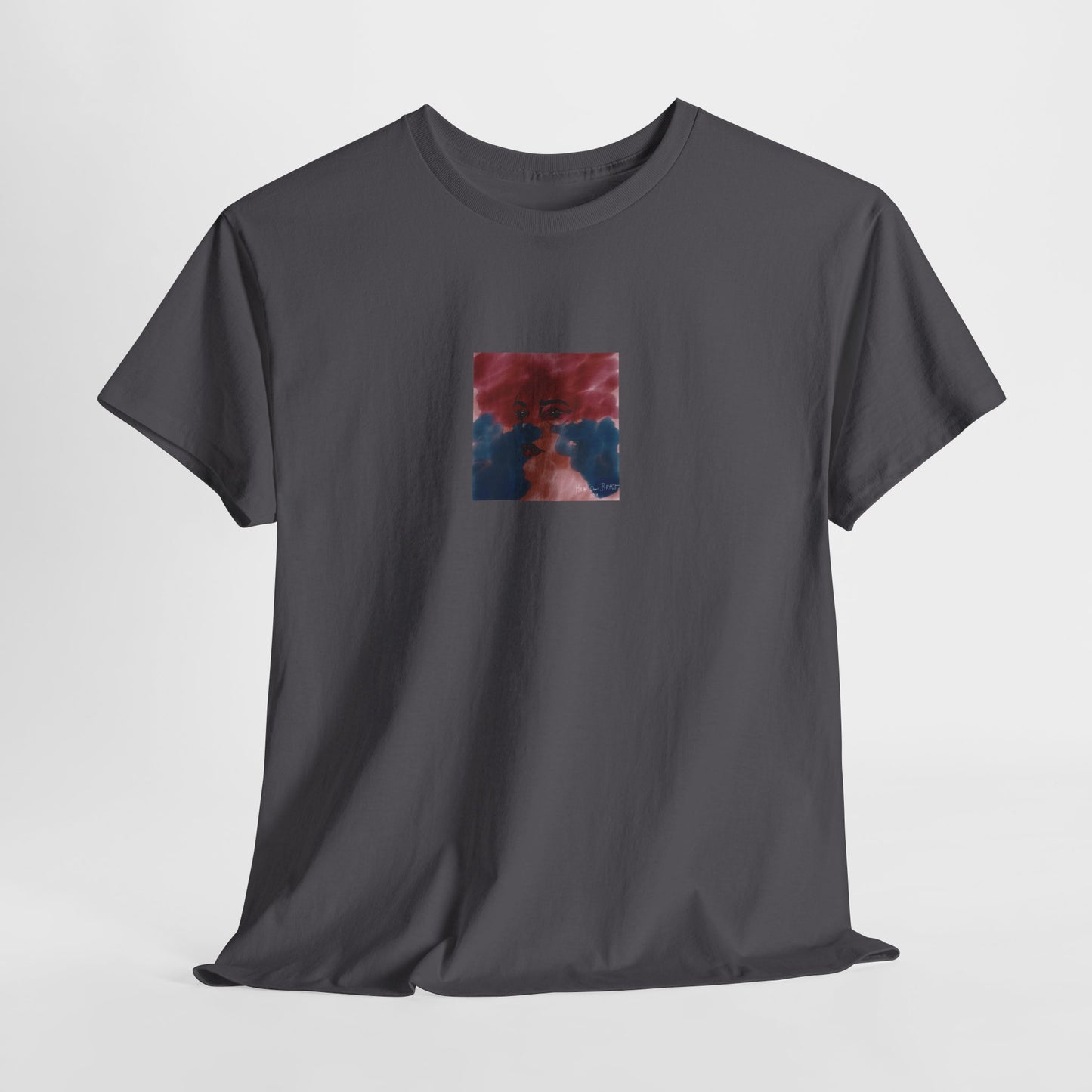 Vista 2018 | Abstract Face T-Shirt — Red, Blue & Orange Cloud Paint Graphic Tee | Oscar Bayazit