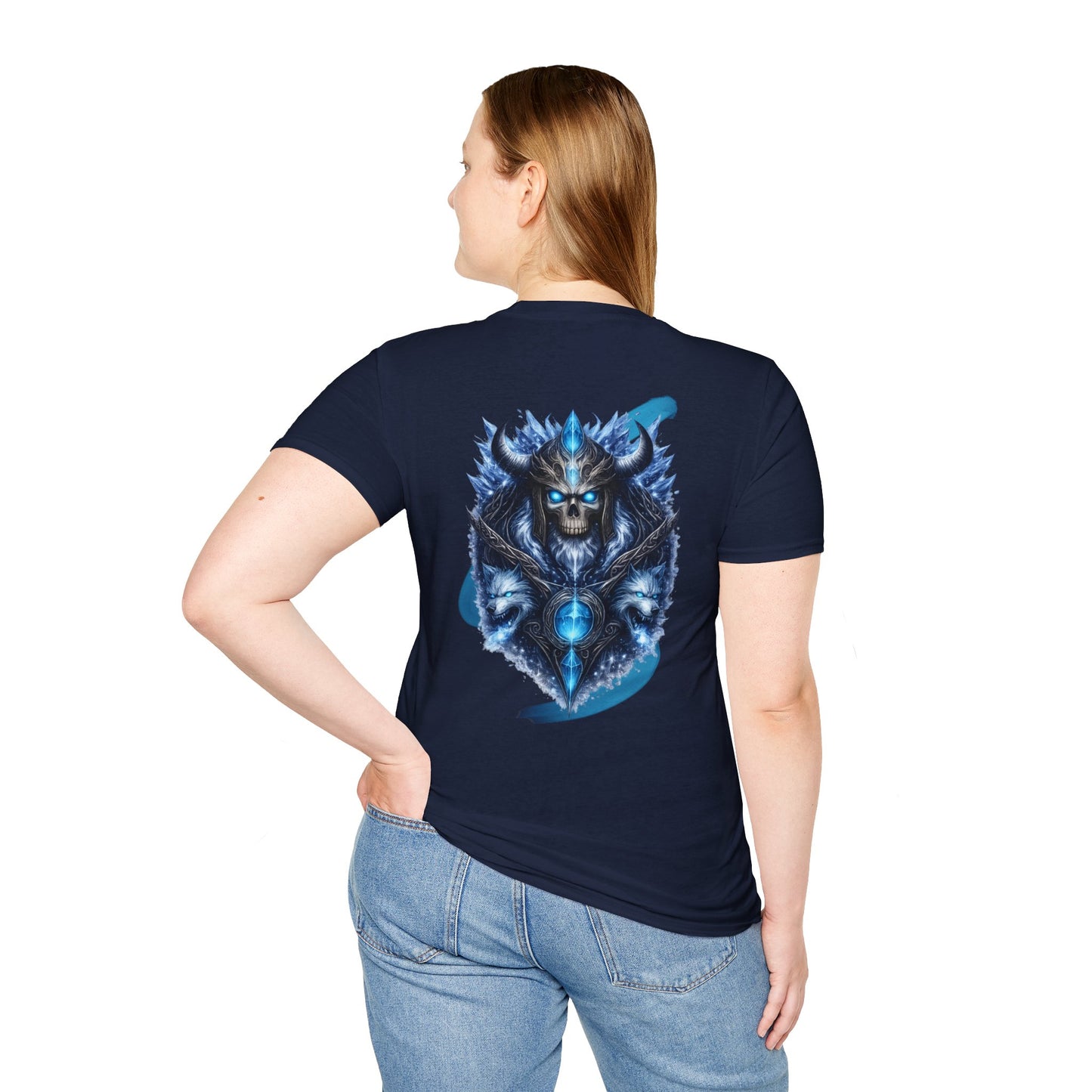 Soul of Ice | Dark Fantasy Skull Graphic Tee | Blue Crystal Wolf Unisex T-Shirt | Gothic Streetwear | Oscar Bayazit