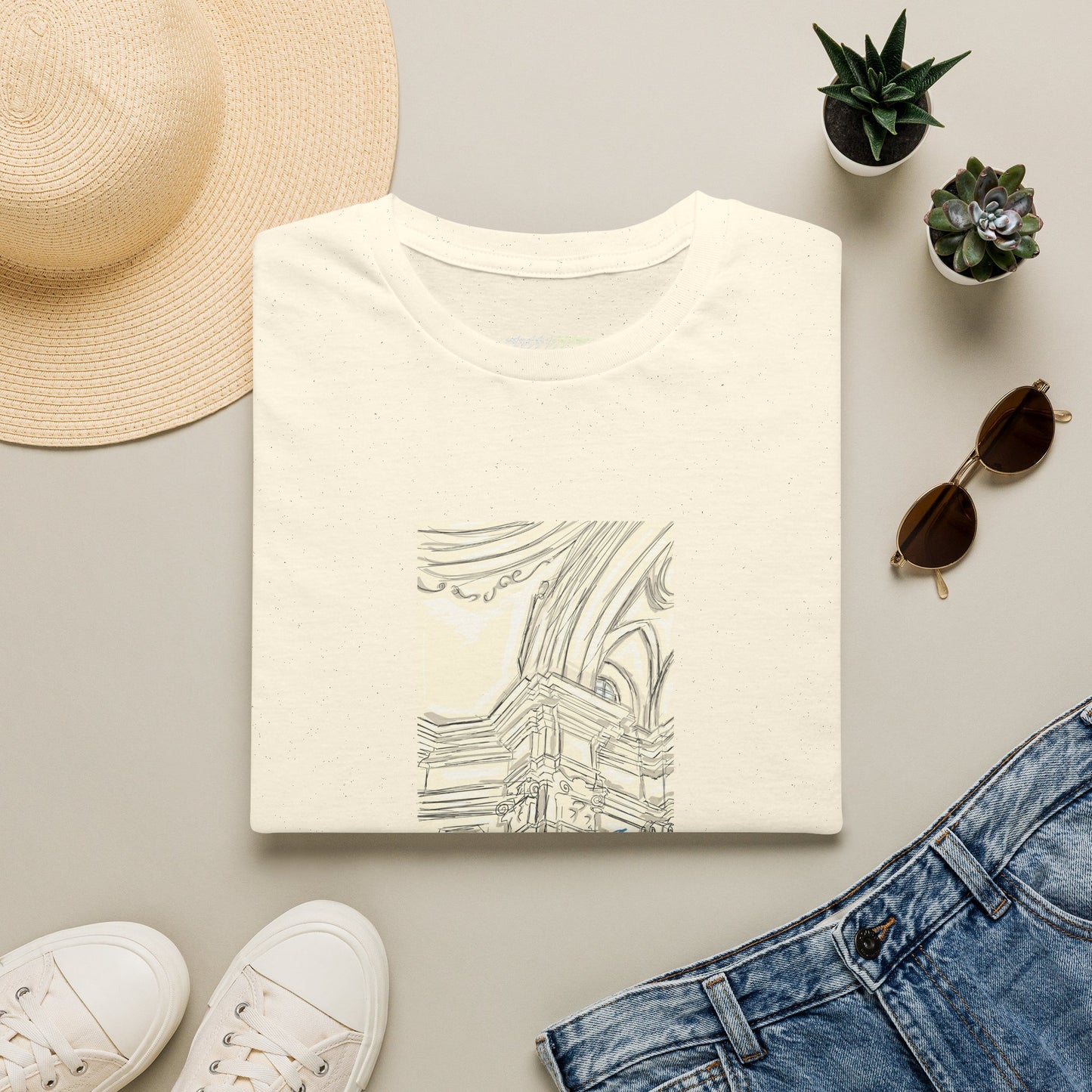 ACCUEIL | Architectural Sketch Graphic Tee — European Architecture Drawing Unisex T-Shirt | Oscar Bayazit