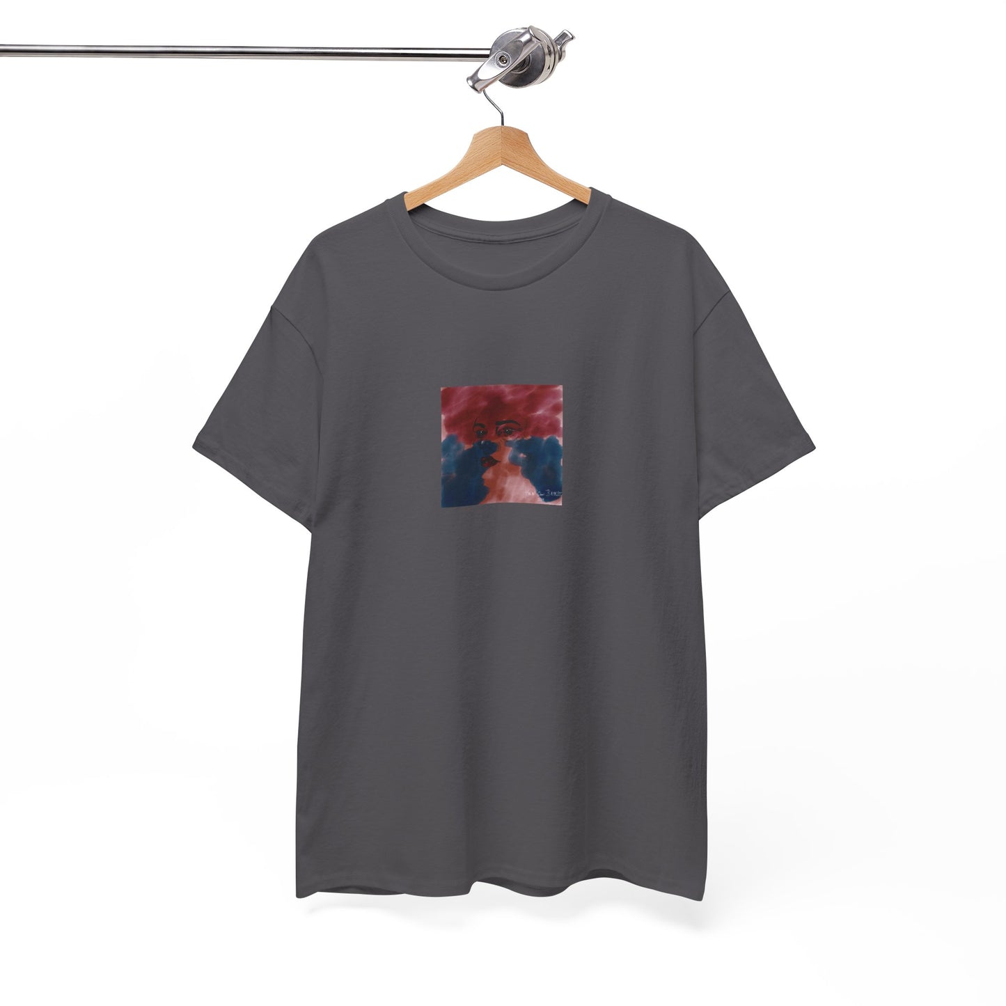 Vista 2018 | Abstract Face T-Shirt — Red, Blue & Orange Cloud Paint Graphic Tee | Oscar Bayazit
